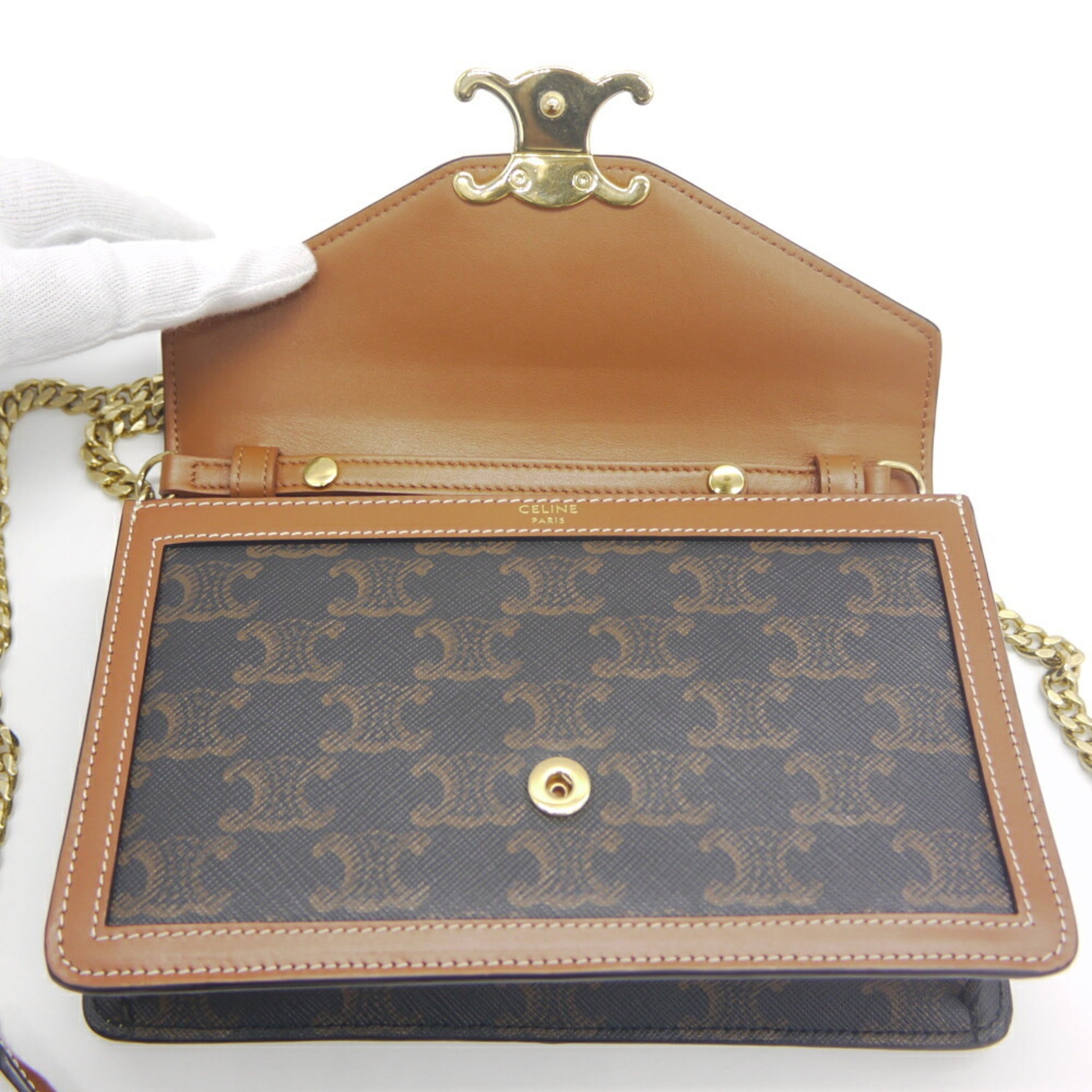 Celine Brown Canvas Leather Shoulder Bag (Pre-Owned)