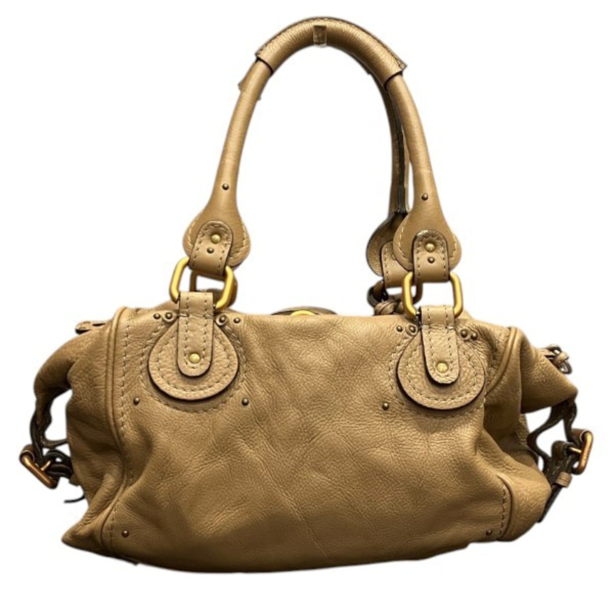 Chloé Beige Leather Shoulder Bag Tote Bag (Pre-Owned)