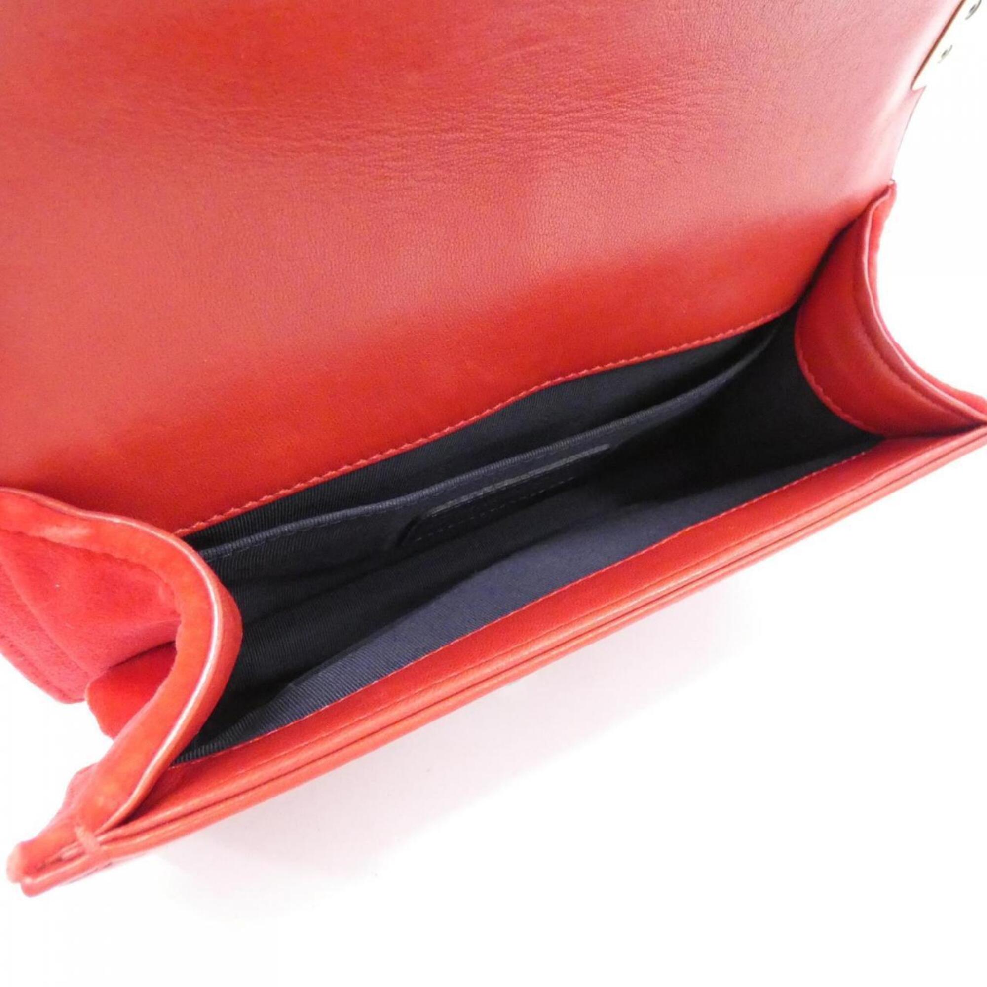 Chanel Green Red Color Canvas Shoulder Bag (Pre-Owned)