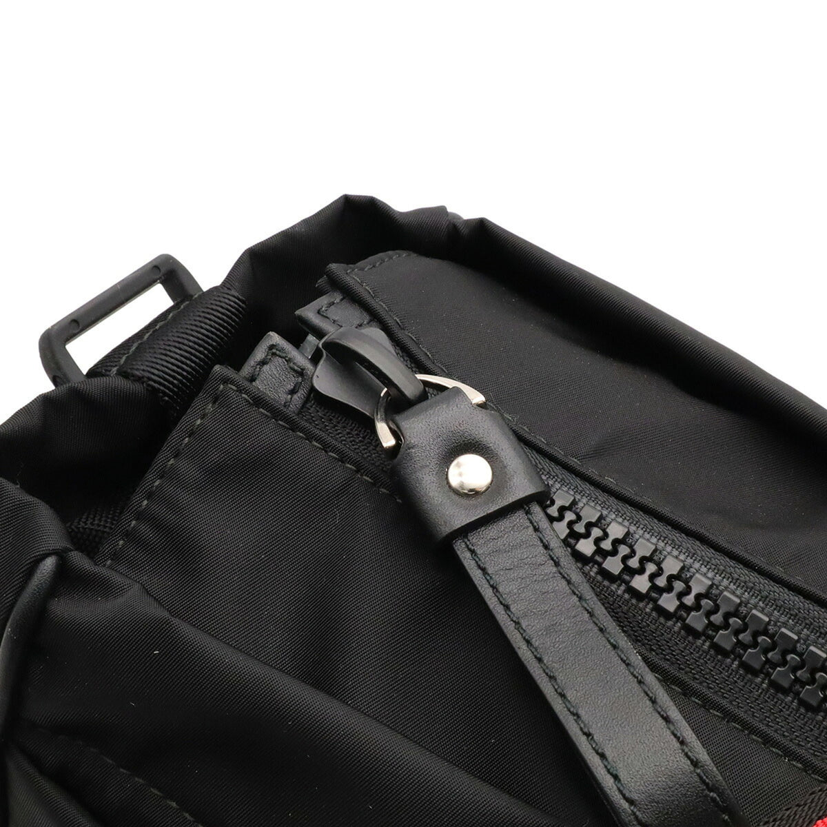 Bally Black Red Color Nylon Leather Shoulder Bag Tote Bag (Pre-Owned)