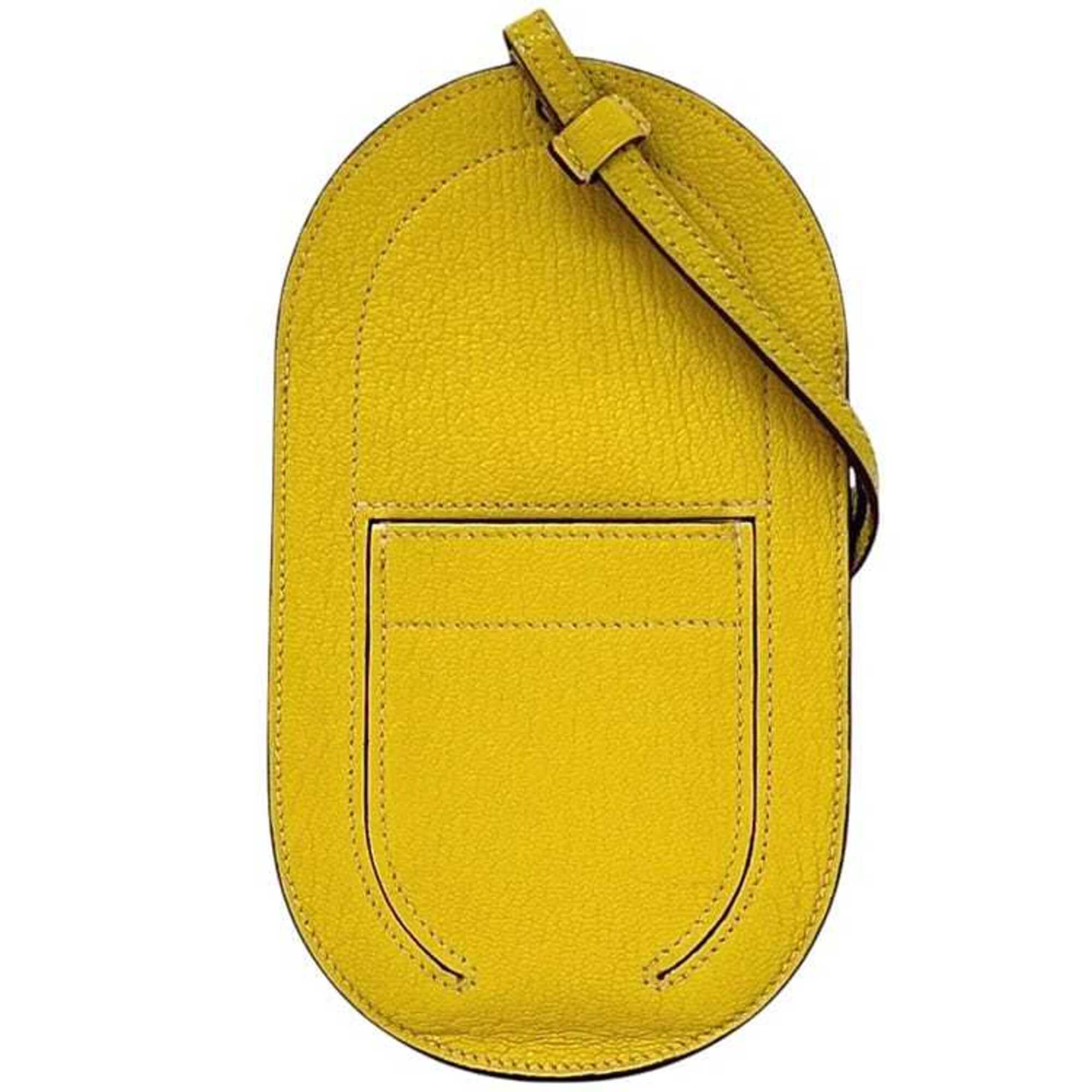 Hermes Yellow Chevre Leather Pochette Shoulder Bag (Pre-Owned)