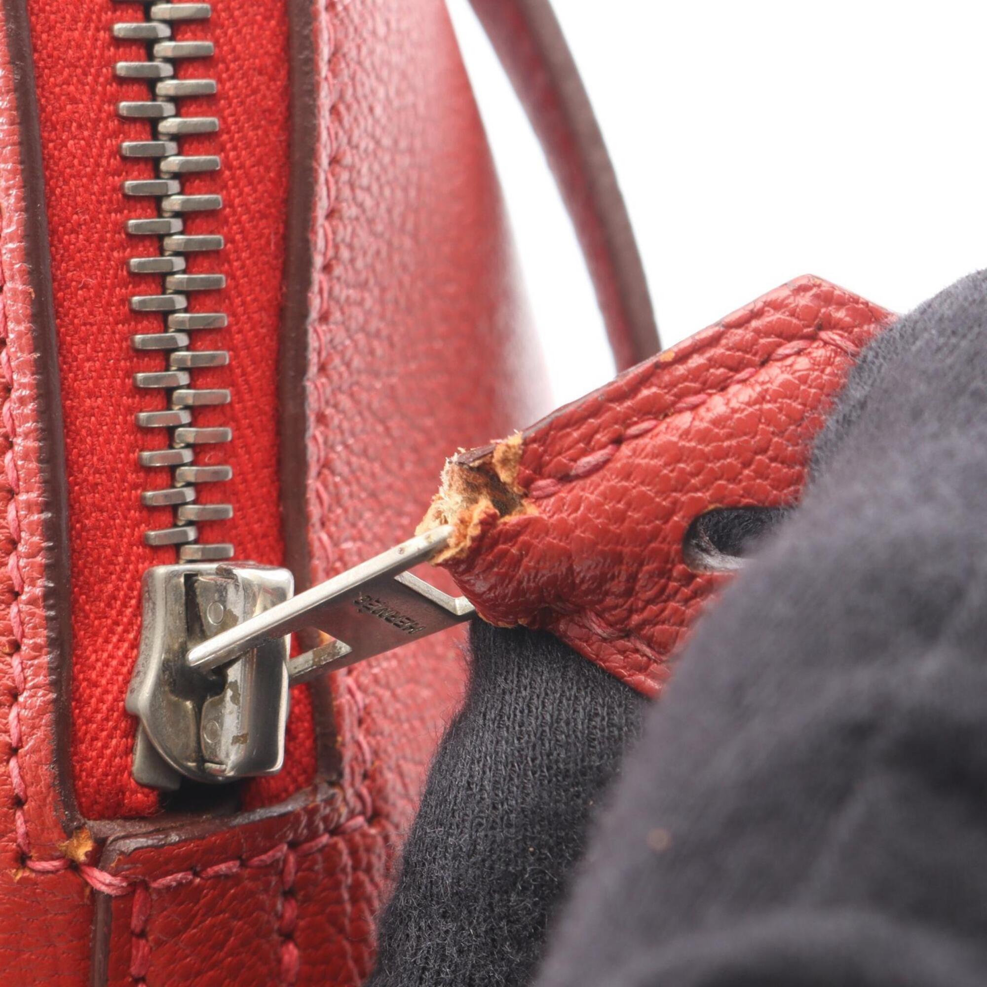 Hermes Red Color Rouge Garance Chevre Leather Handbag (Pre-Owned)