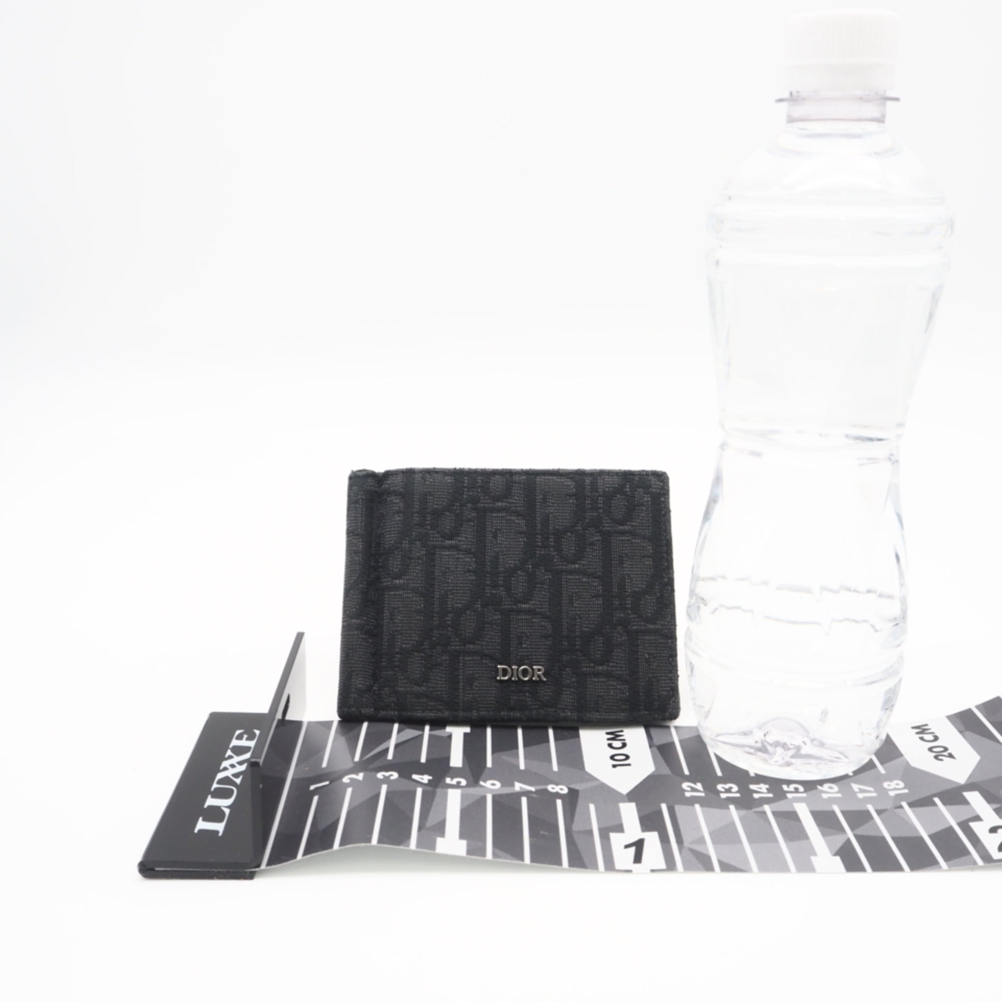 Christian Dior Black Gray Canvas Leather Money Clip (Pre-Owned)