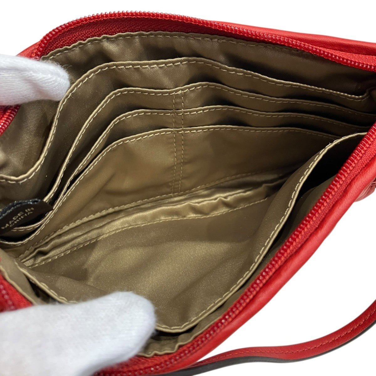 Coach Red Color Nylon Handbag Pouch (Pre-Owned)