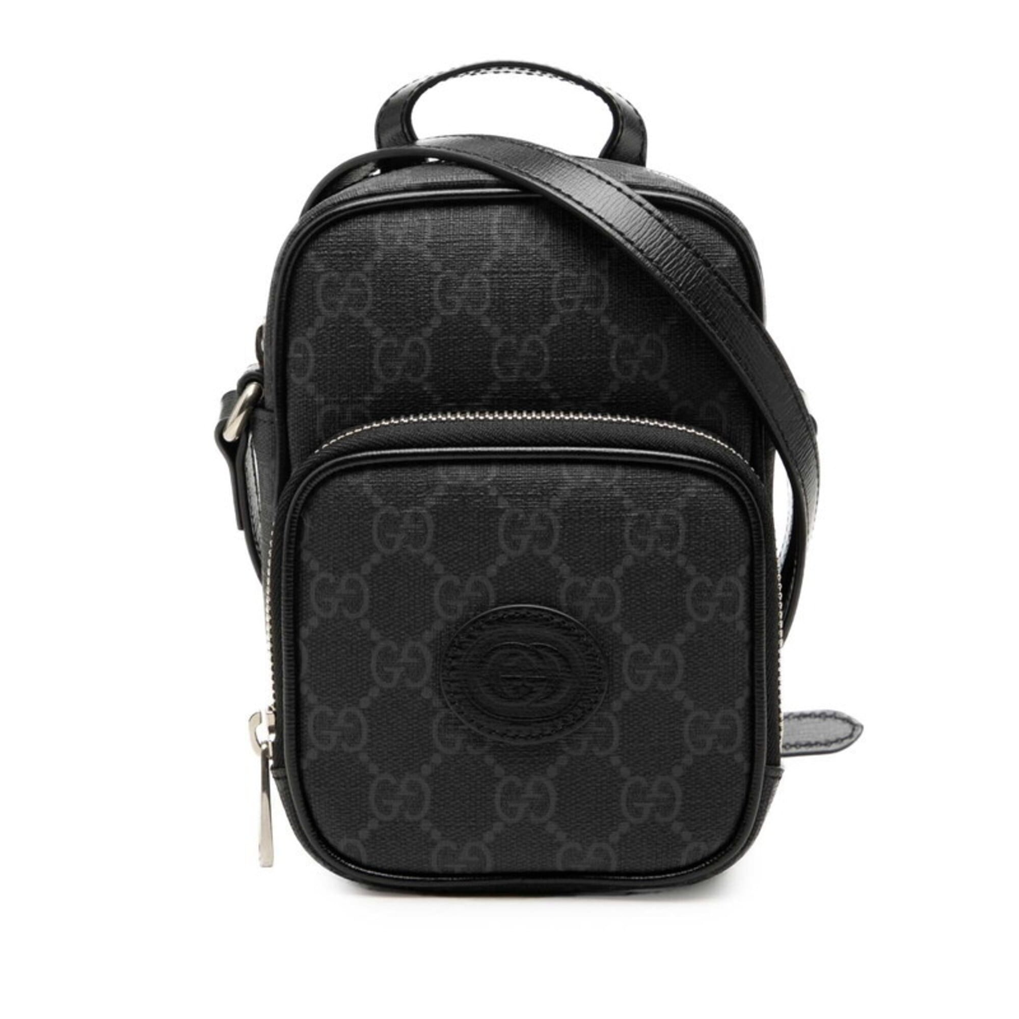 Gucci Black Gray Pvc Leather Shoulder Bag (Pre-Owned)