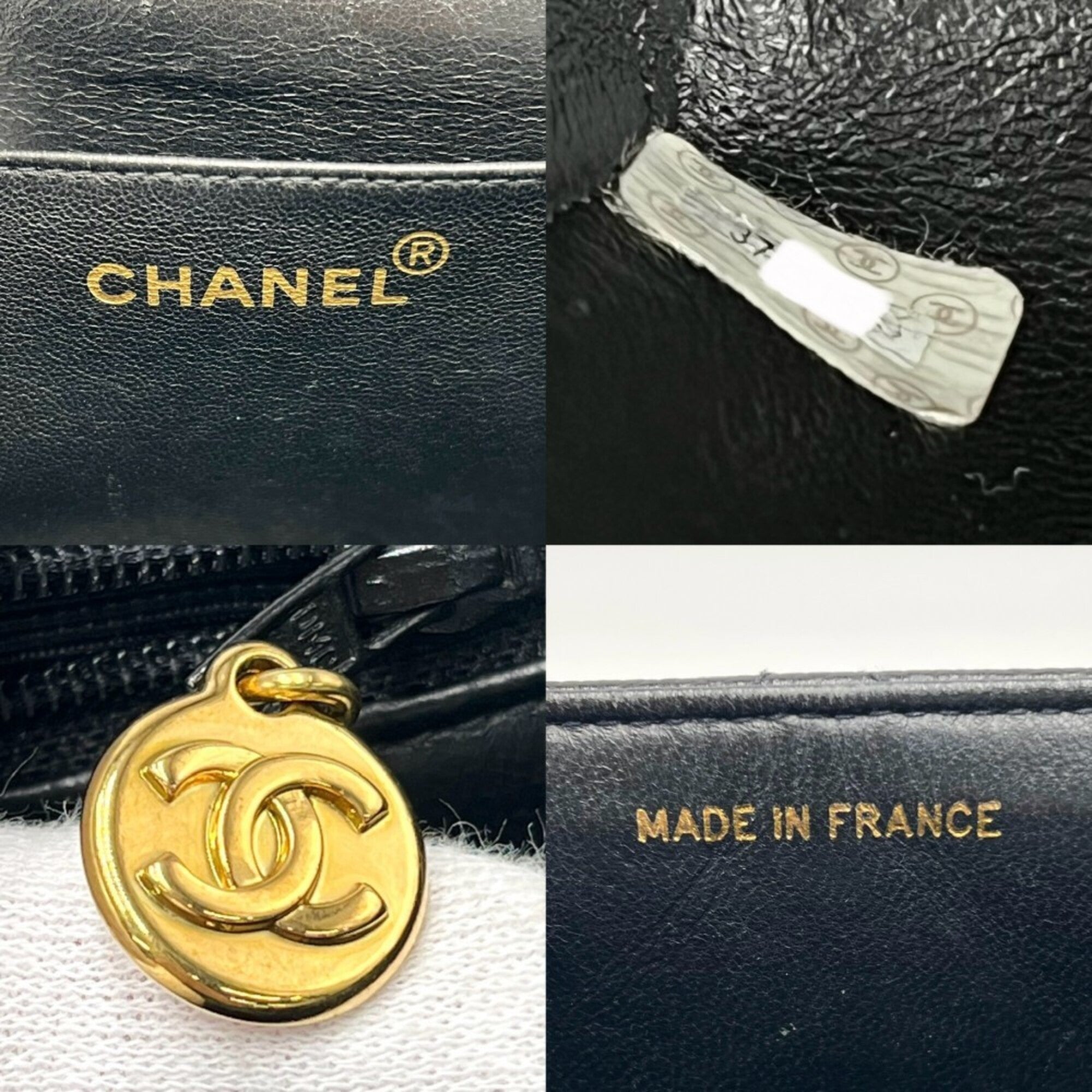 Chanel Black Grained Calfskin Handbag (Pre-Owned)
