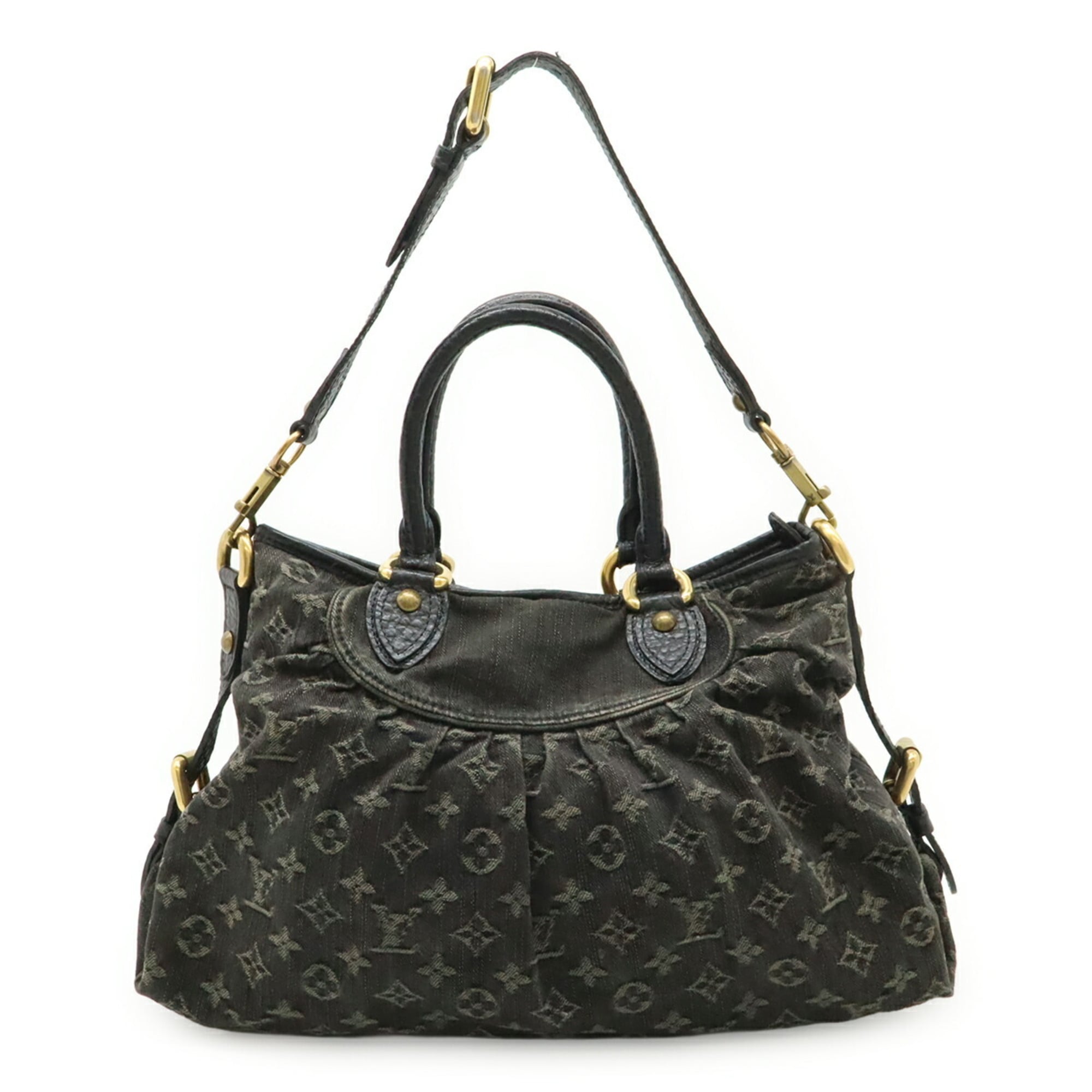 Louis Vuitton Black Noir Monogram Denim Shoulder Bag Tote Bag (Pre-Owned)