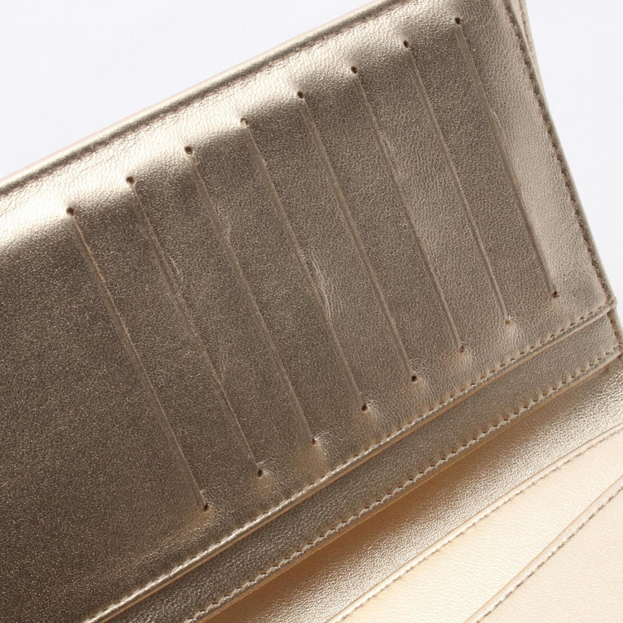 Chanel Gold Leather Long Wallet (Bi-Fold) (Pre-Owned)