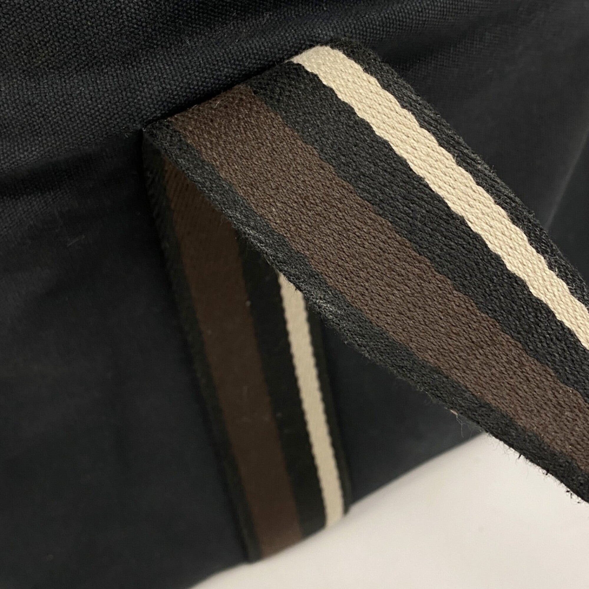 Hermes Black Brown Canvas Tote Bag (Pre-Owned)