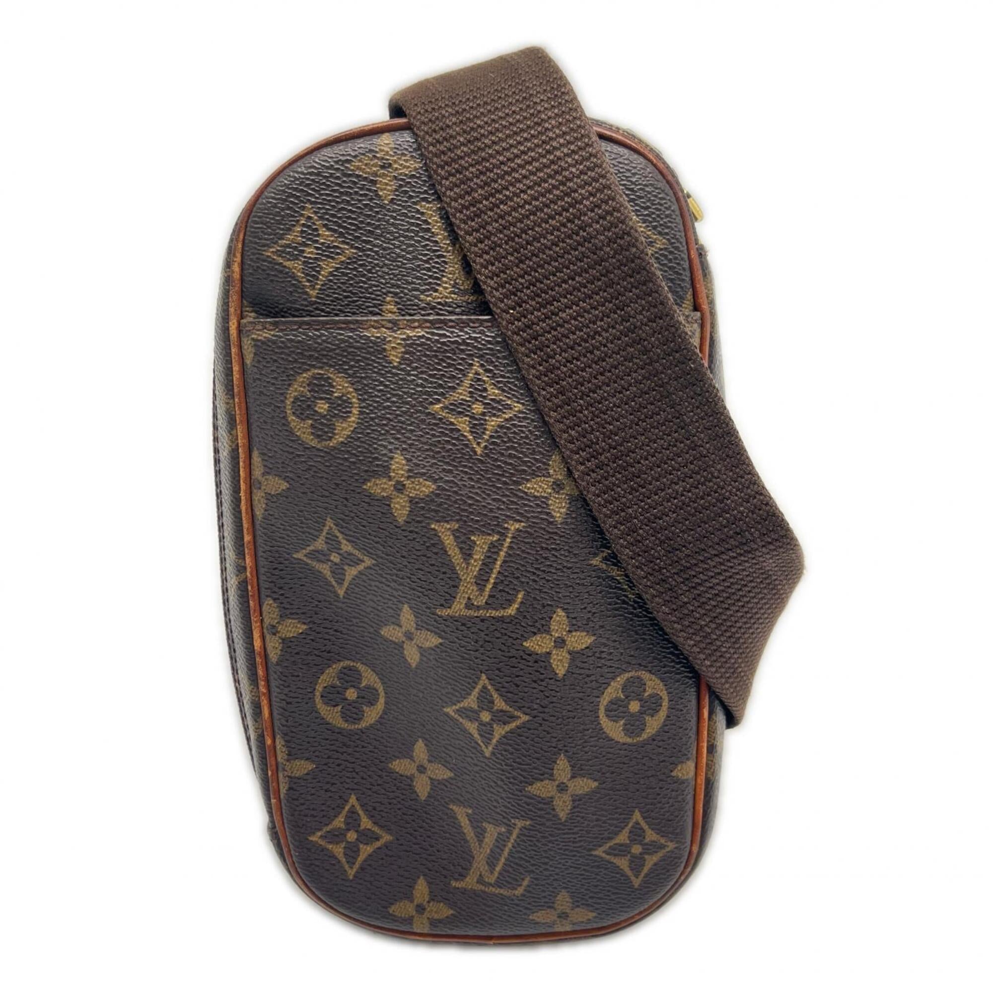Louis Vuitton Monogram Brown Coated Canvas Leather Pochette Shoulder Bag (Pre-Owned)