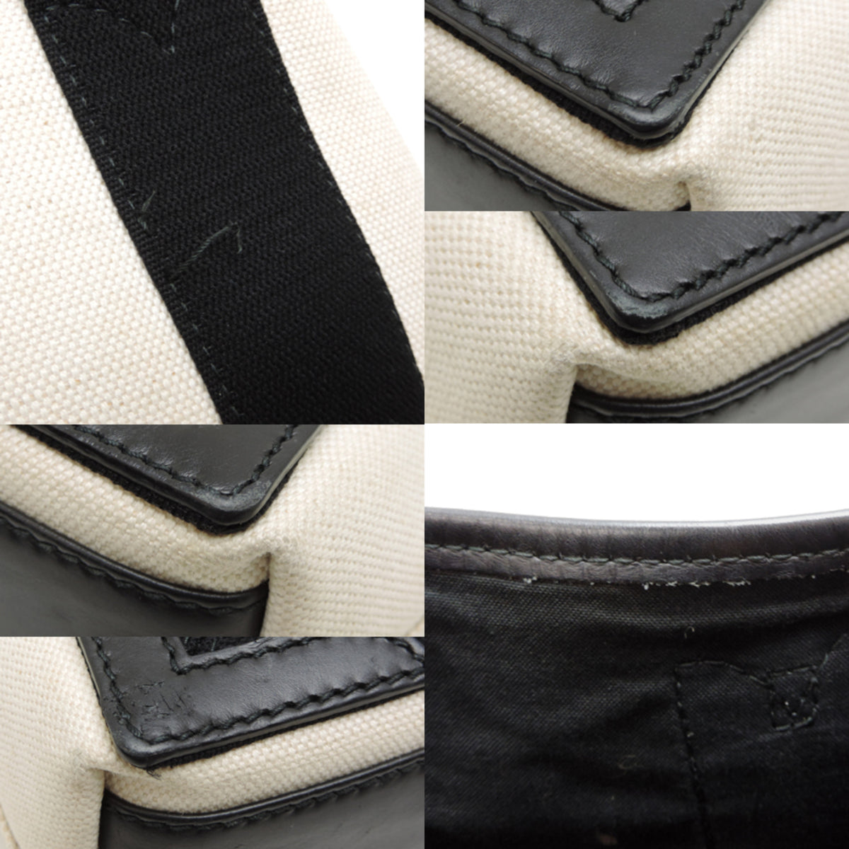 Balenciaga Black White Canvas Leather Handbag Pouch (Pre-Owned)