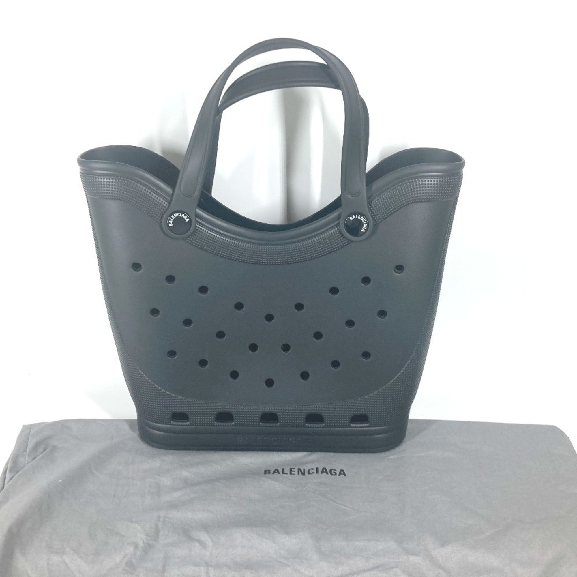 Balenciaga Black Rubber Shoulder Bag Tote Bag (Pre-Owned)