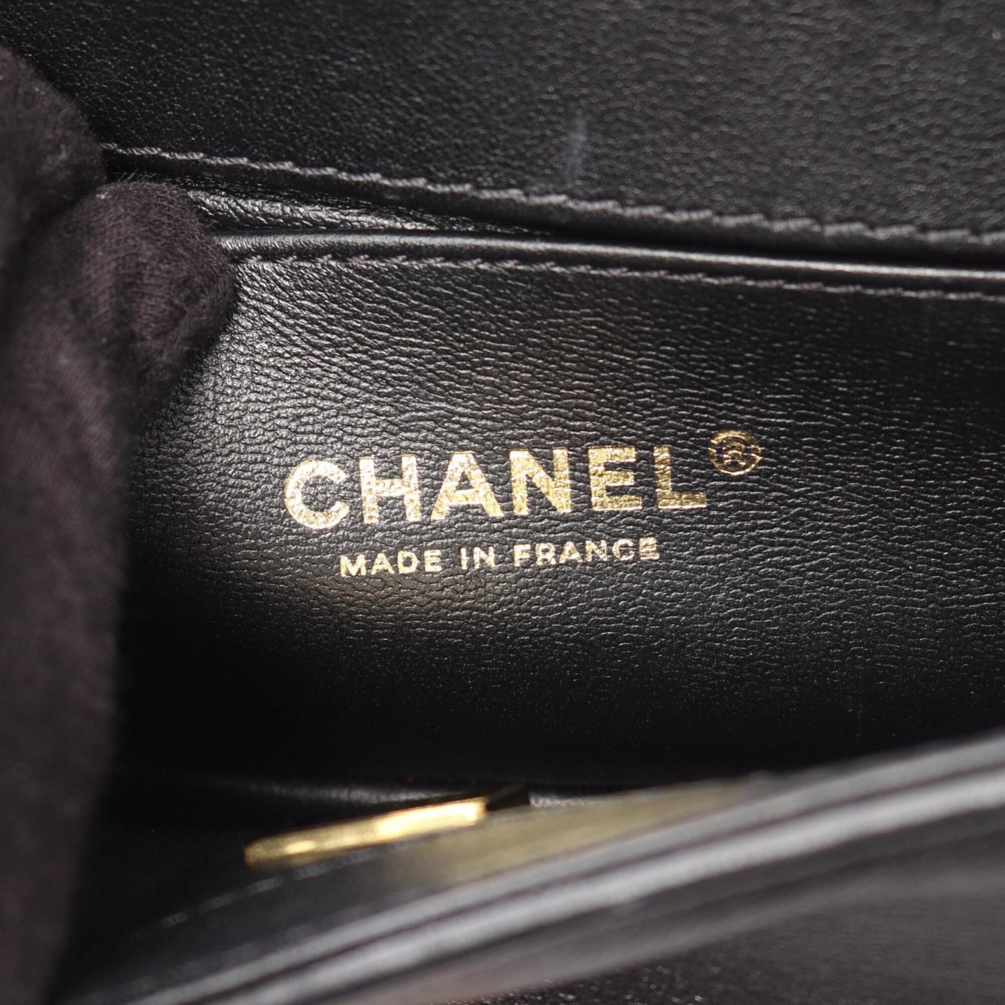 Chanel Black Leather Handbag Shoulder Bag (Pre-Owned)