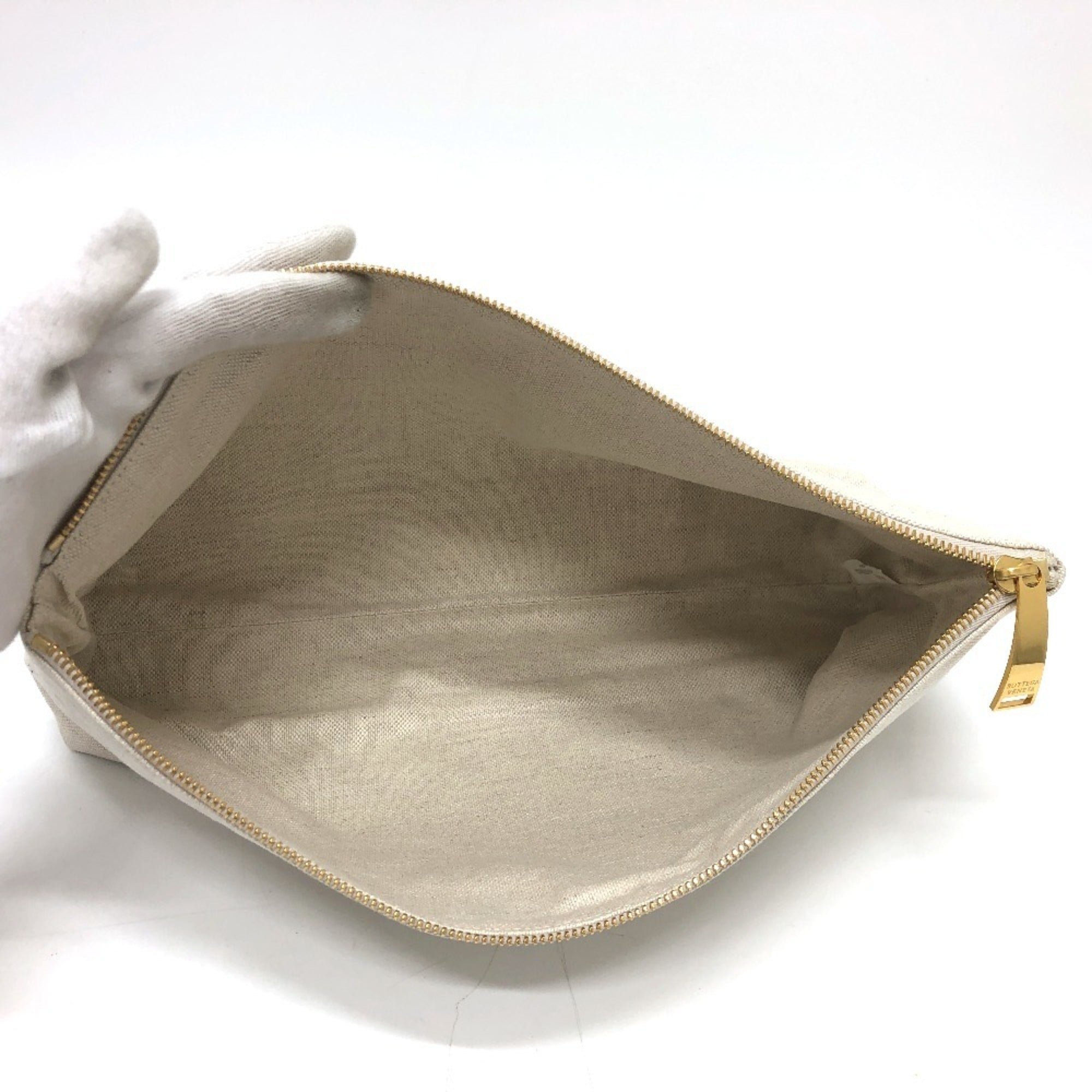 Bottega Veneta Beige Canvas Pouch (Pre-Owned)
