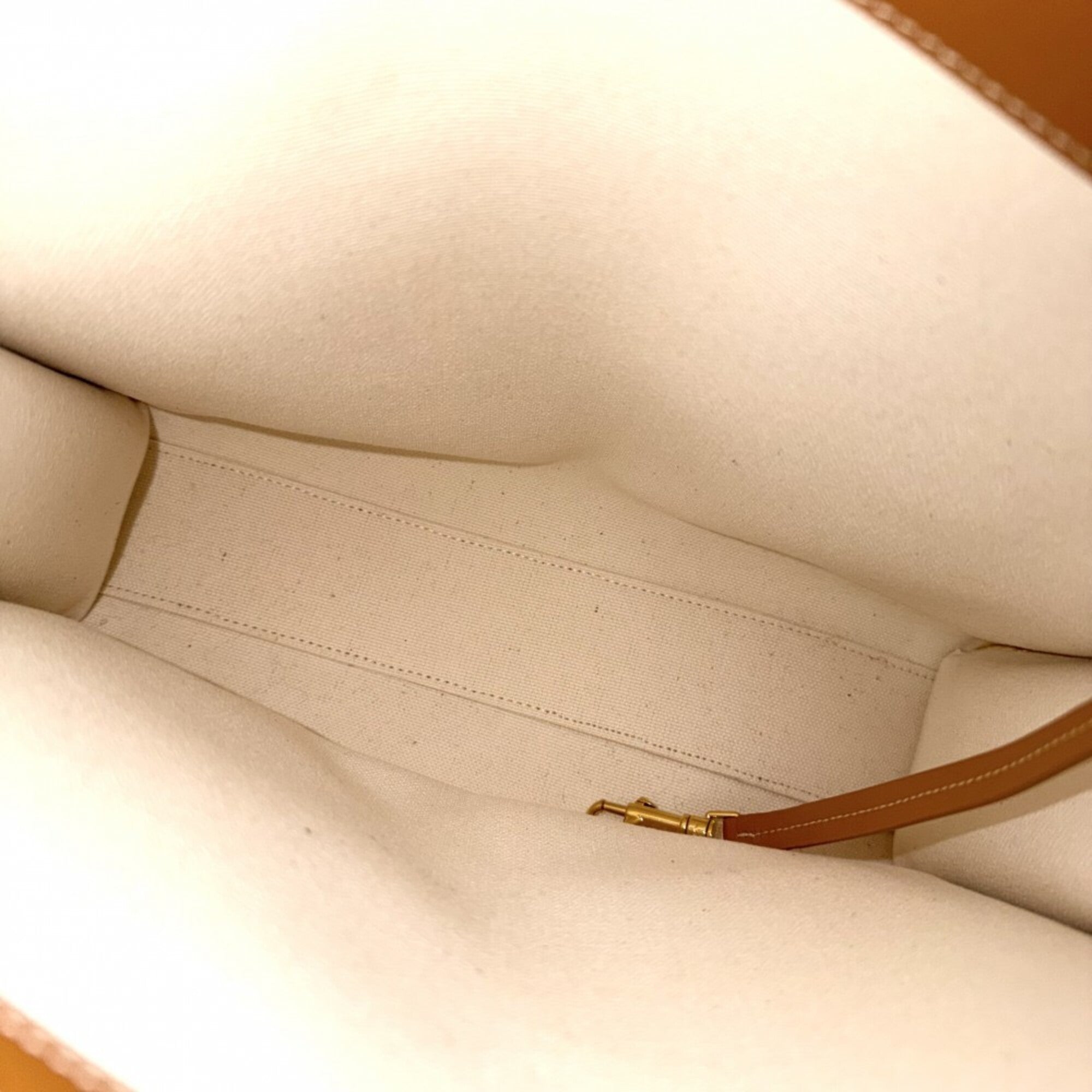 Celine Brown Ivory Canvas Leather Handbag Shoulder Bag Tote Bag (Pre-Owned)