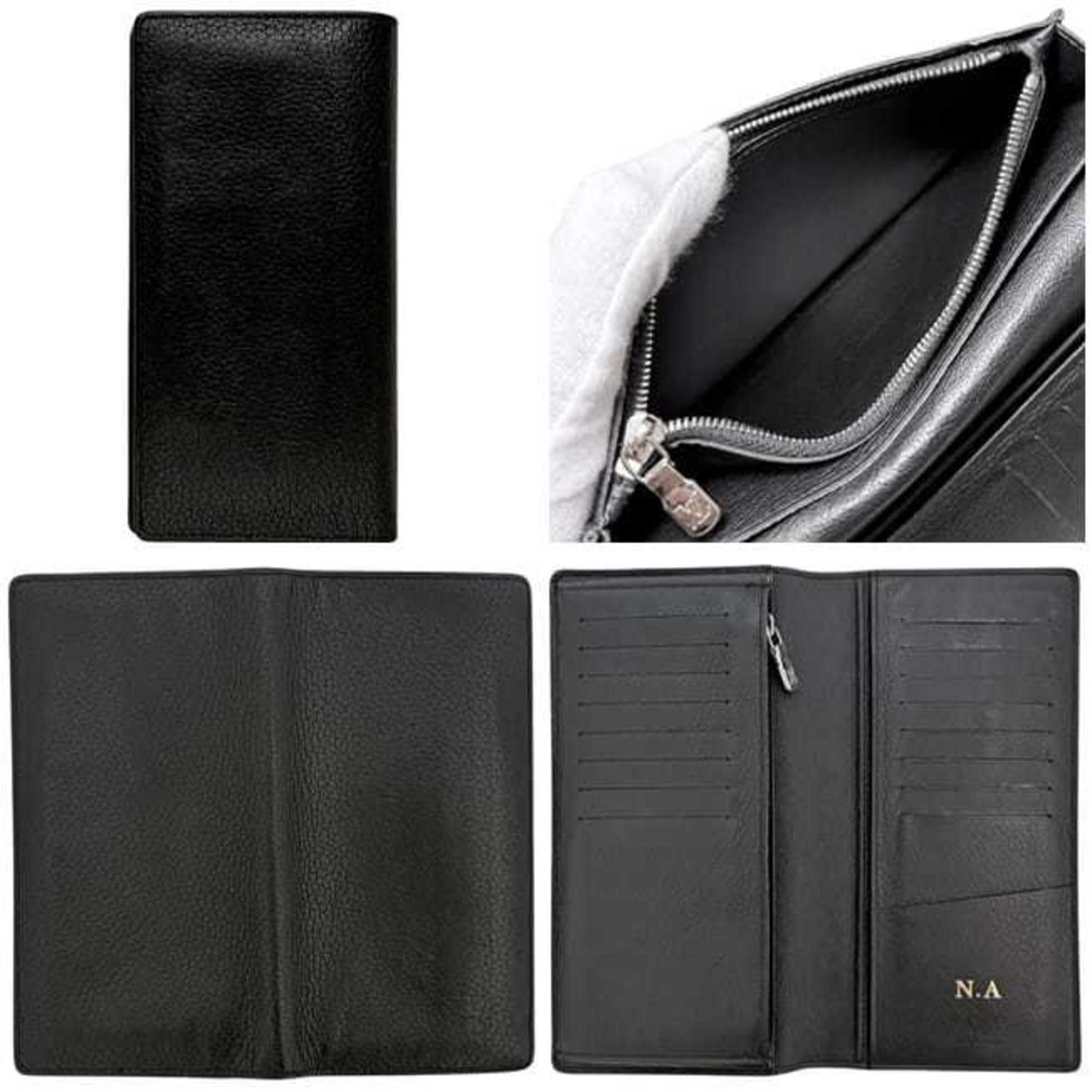 Louis Vuitton Black Noir Leather Long Wallet (Bi-Fold) (Pre-Owned)