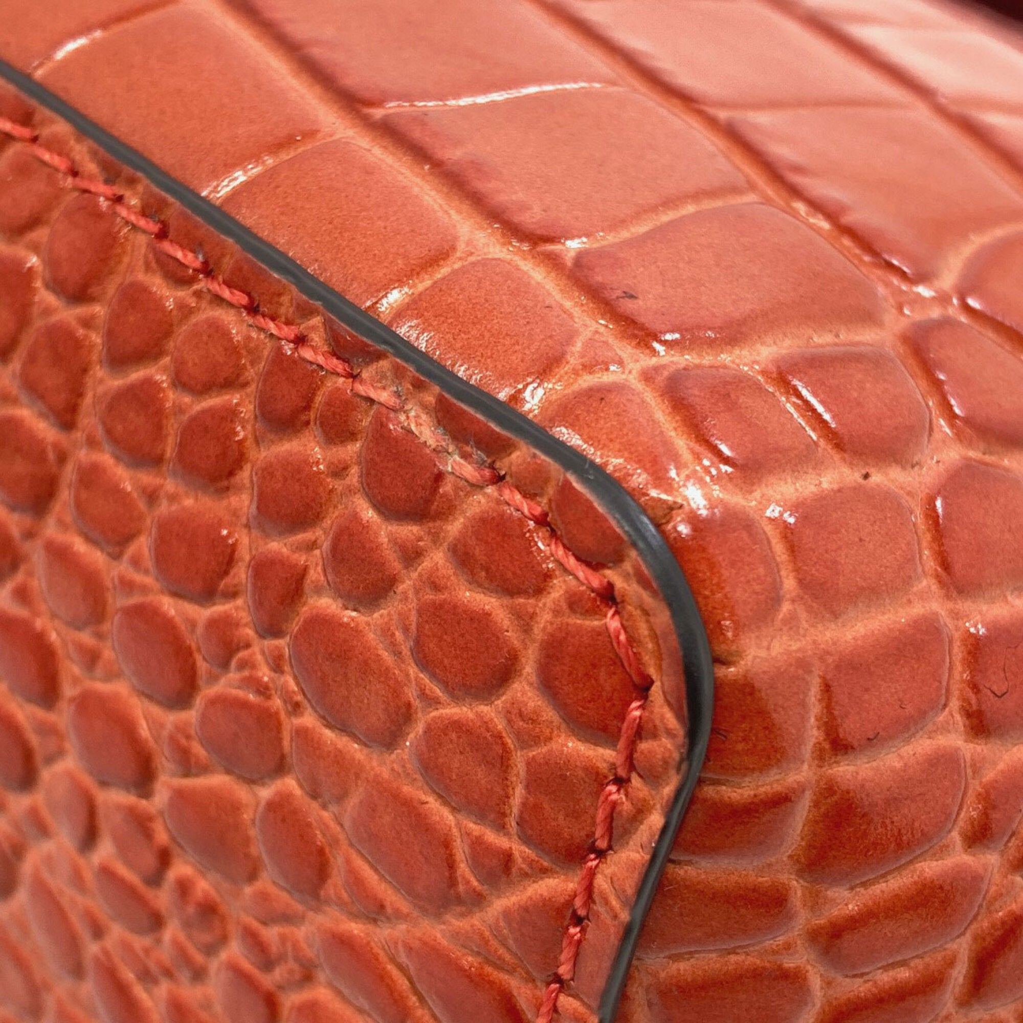 Longchamp Le Pliage Brown Orange Leather Handbag (Pre-Owned)