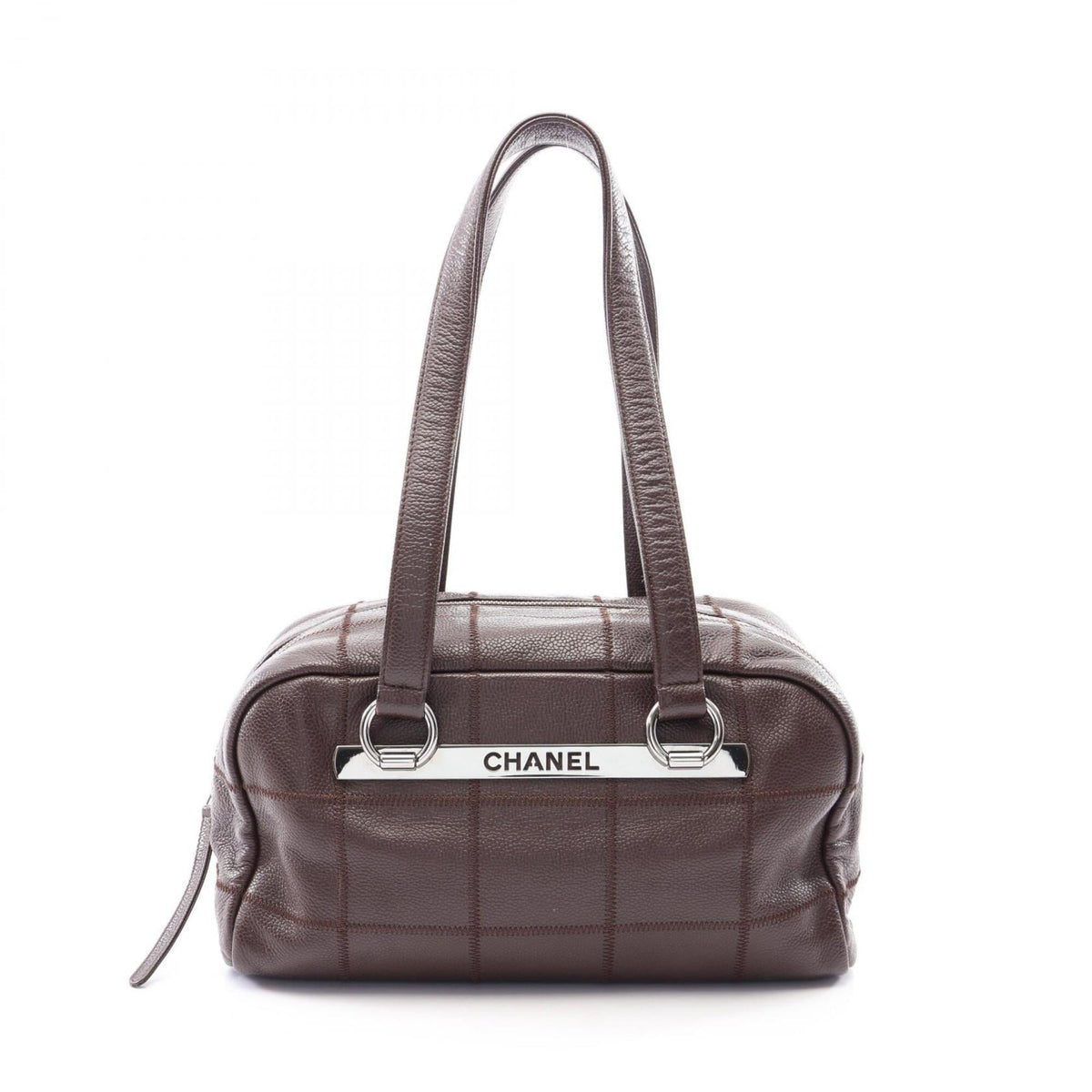 Chanel Brown Grained Calfskin Handbag Shoulder Bag (Pre-Owned)