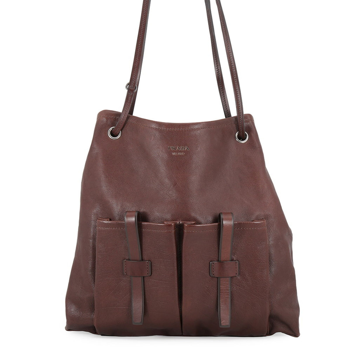 Prada Brown Cocoa Leather Handbag Shoulder Bag (Pre-Owned)