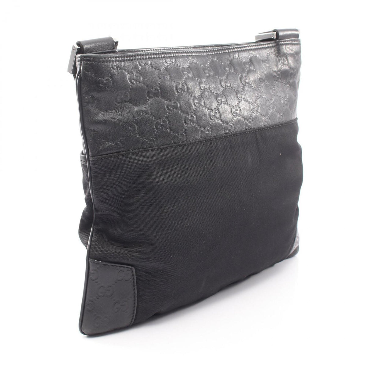 Gucci Black Canvas Leather Handbag Shoulder Bag (Pre-Owned)