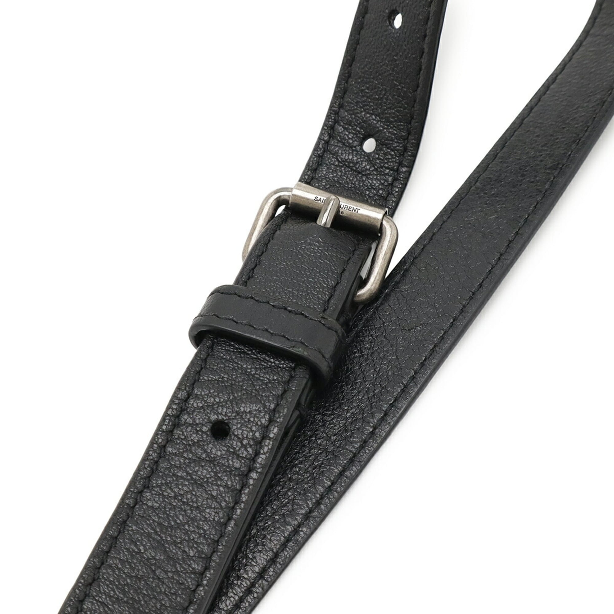 Yves Saint Laurent Black Canvas Leather Pochette Shoulder Bag (Pre-Owned)