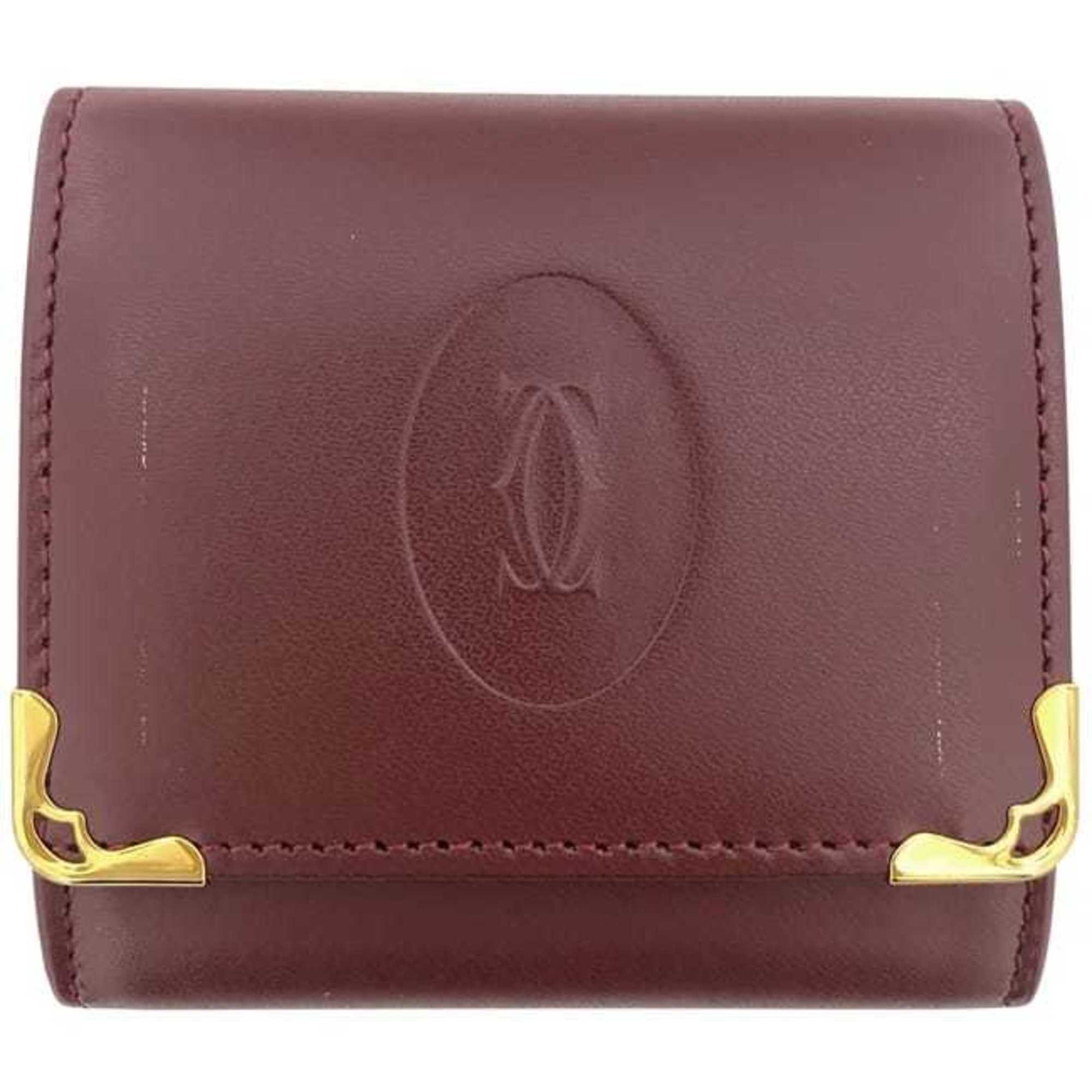 Cartier Bordeaux Wine Red Leather Coin Purse/Coin Case (Pre-Owned)