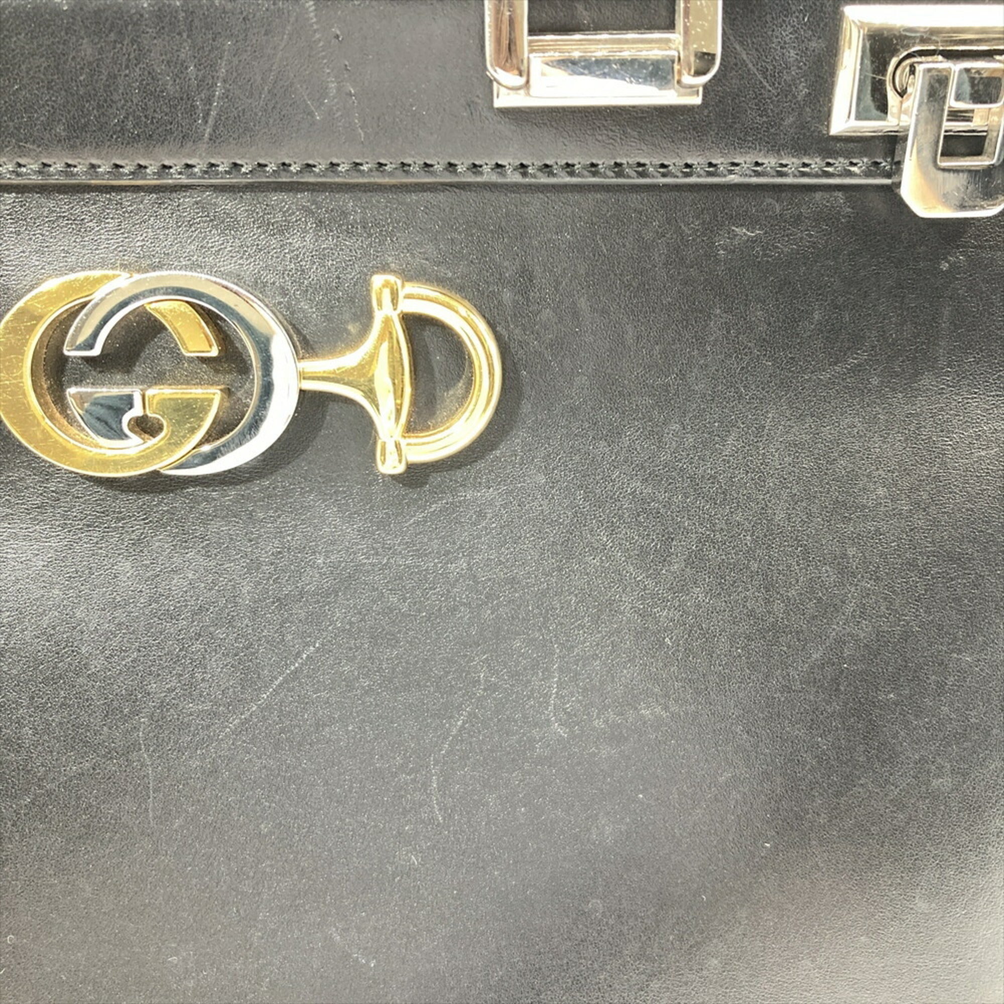 Gucci Horsebit Black Leather Handbag (Pre-Owned)