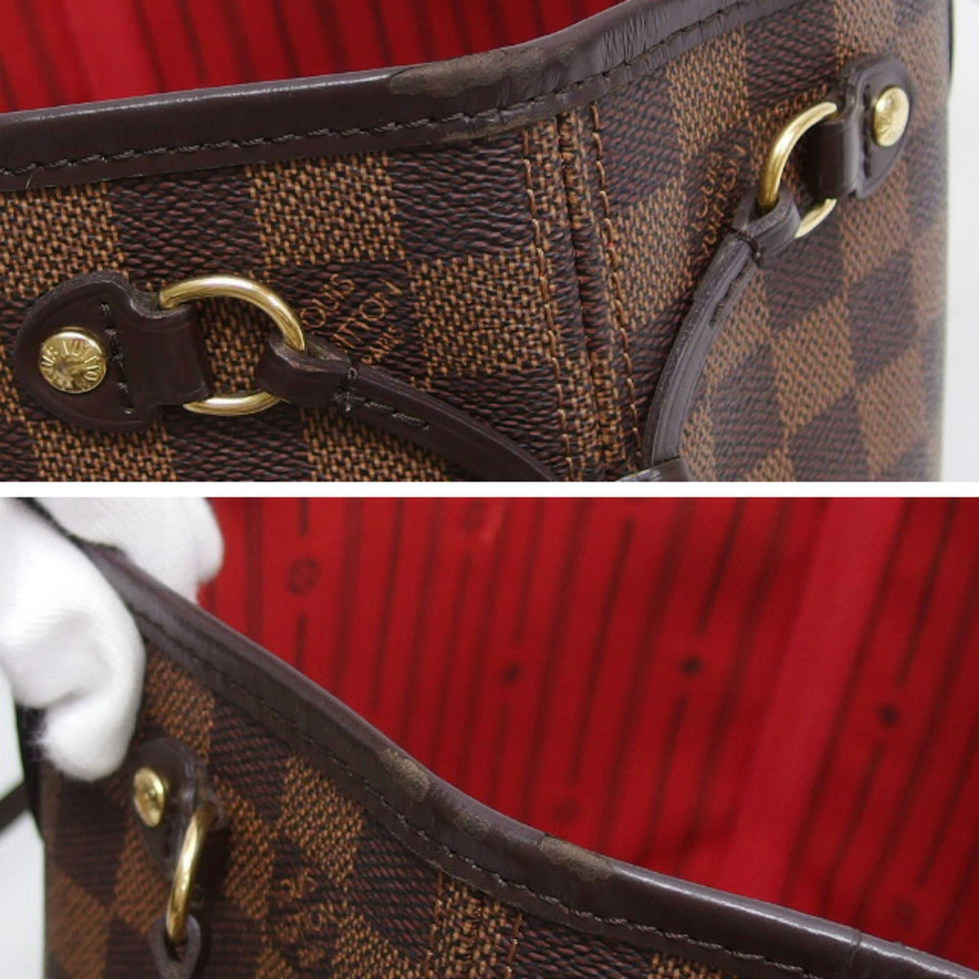 Louis Vuitton Brown Damier Canvas Leather Handbag Tote Bag (Pre-Owned)