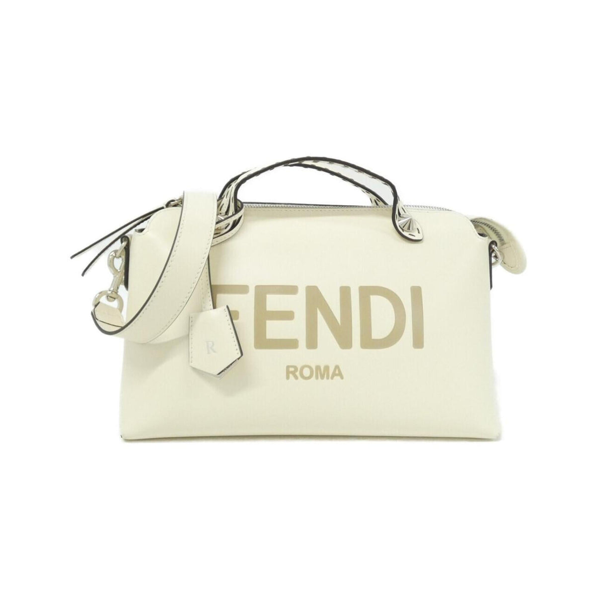 Fendi Beige Silver Leather Handbag (Pre-Owned)