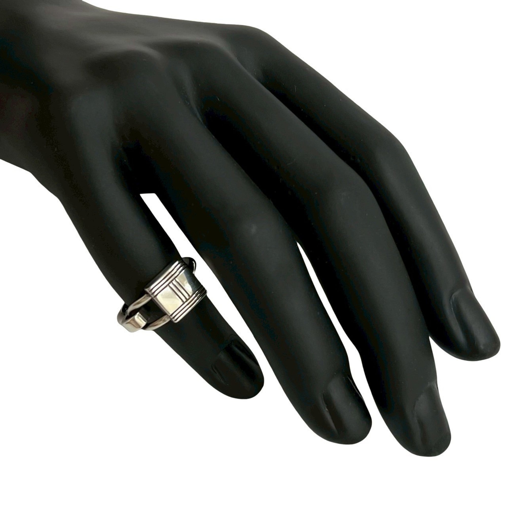 Hermes Silver Silver 925 Band Ring (Pre-Owned)