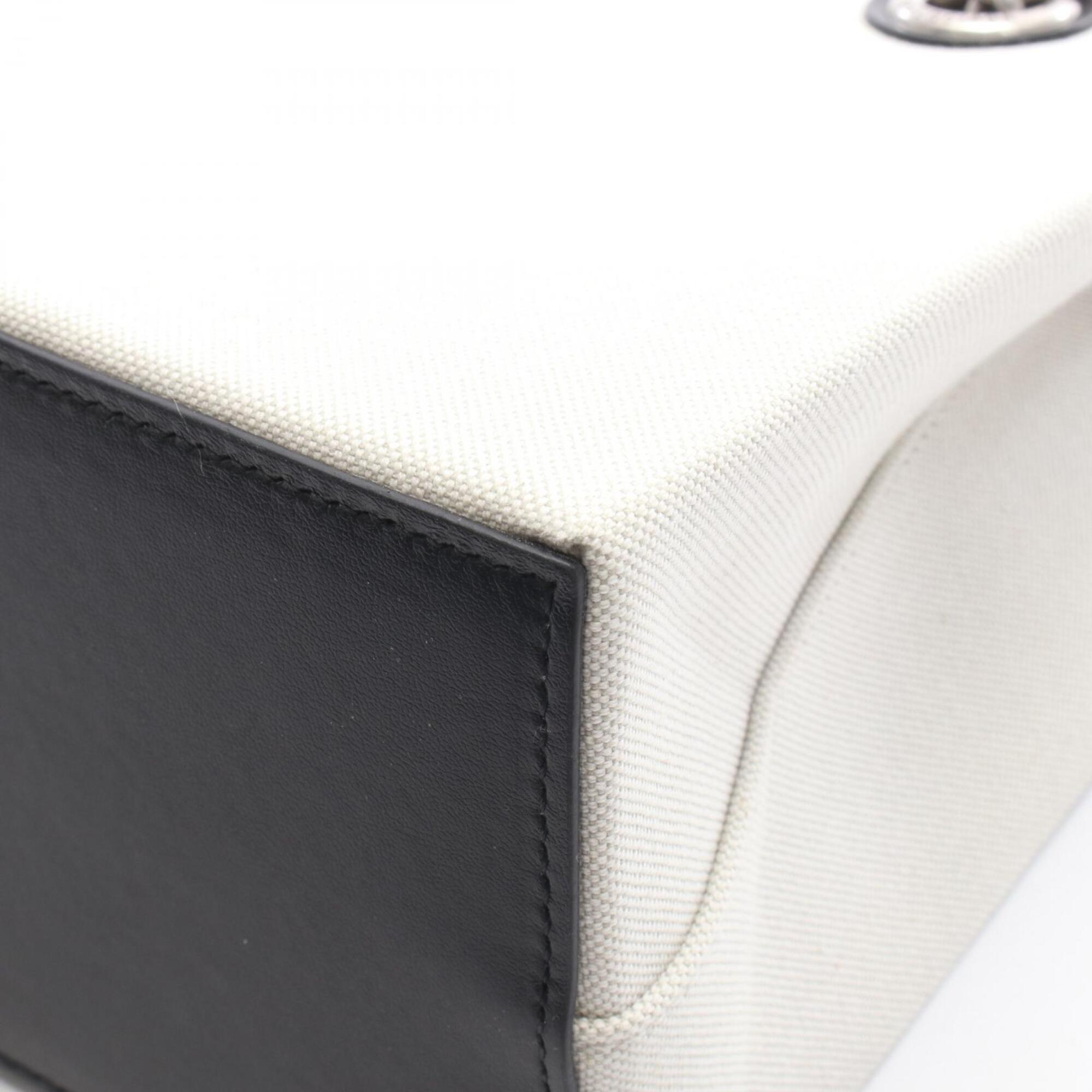 Balenciaga Black Ivory Canvas Leather Handbag Tote Bag (Pre-Owned)