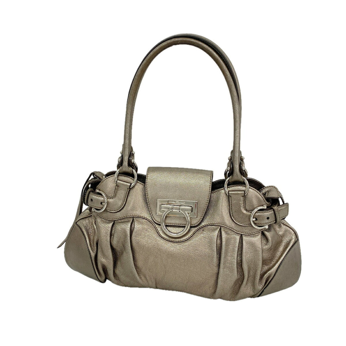 Salvatore Ferragamo Metallic Brown Leather Handbag (Pre-Owned)