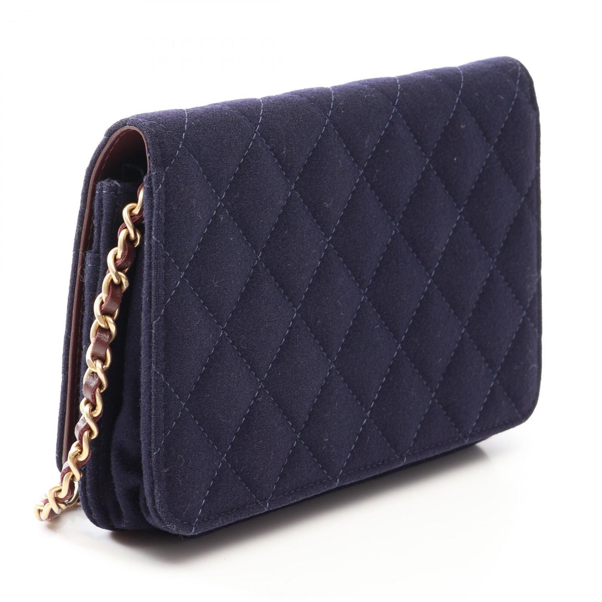 Chanel Navy Cotton Handbag Shoulder Bag (Pre-Owned)