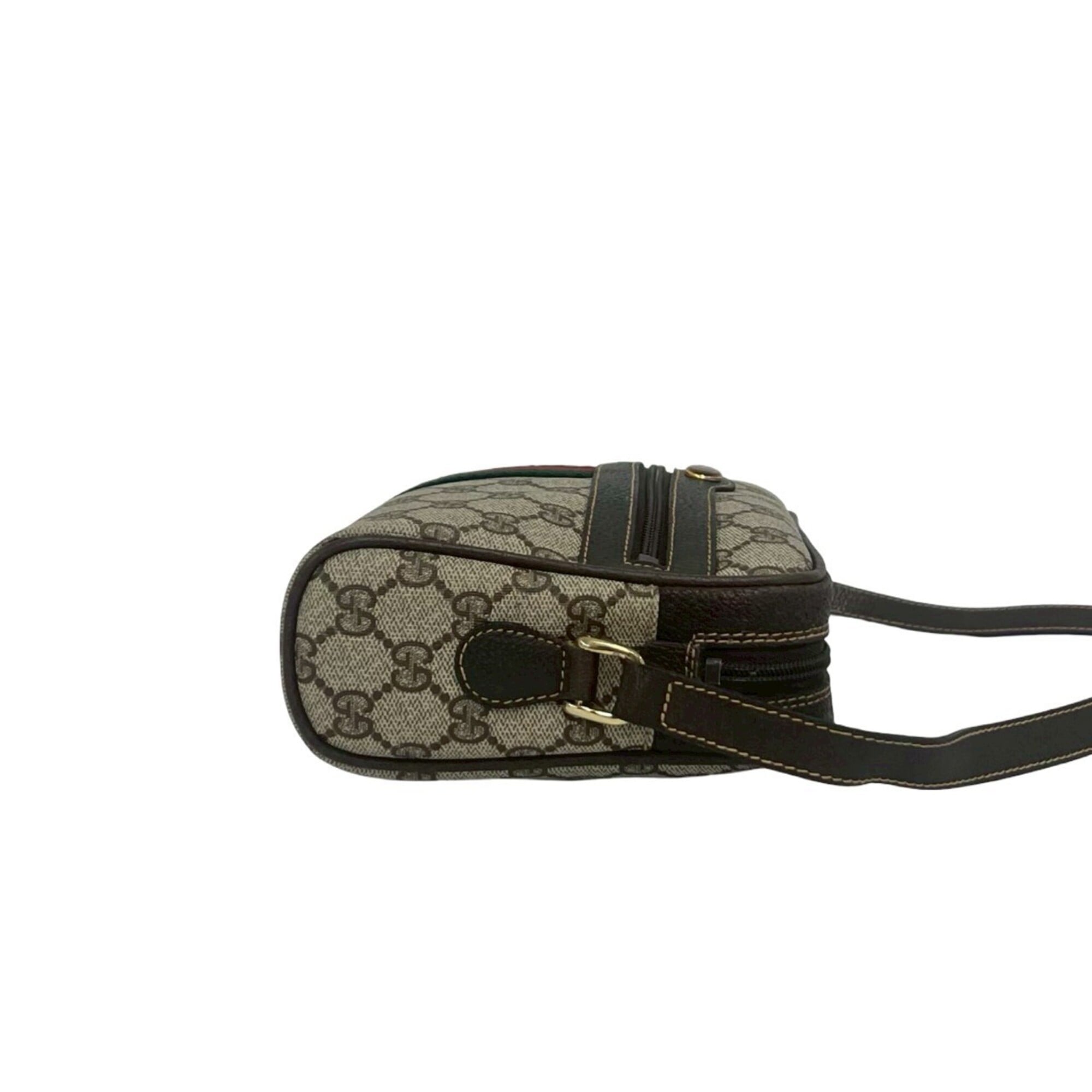 Gucci Brown Green Red Color Pvc Leather Shoulder Bag (Pre-Owned)
