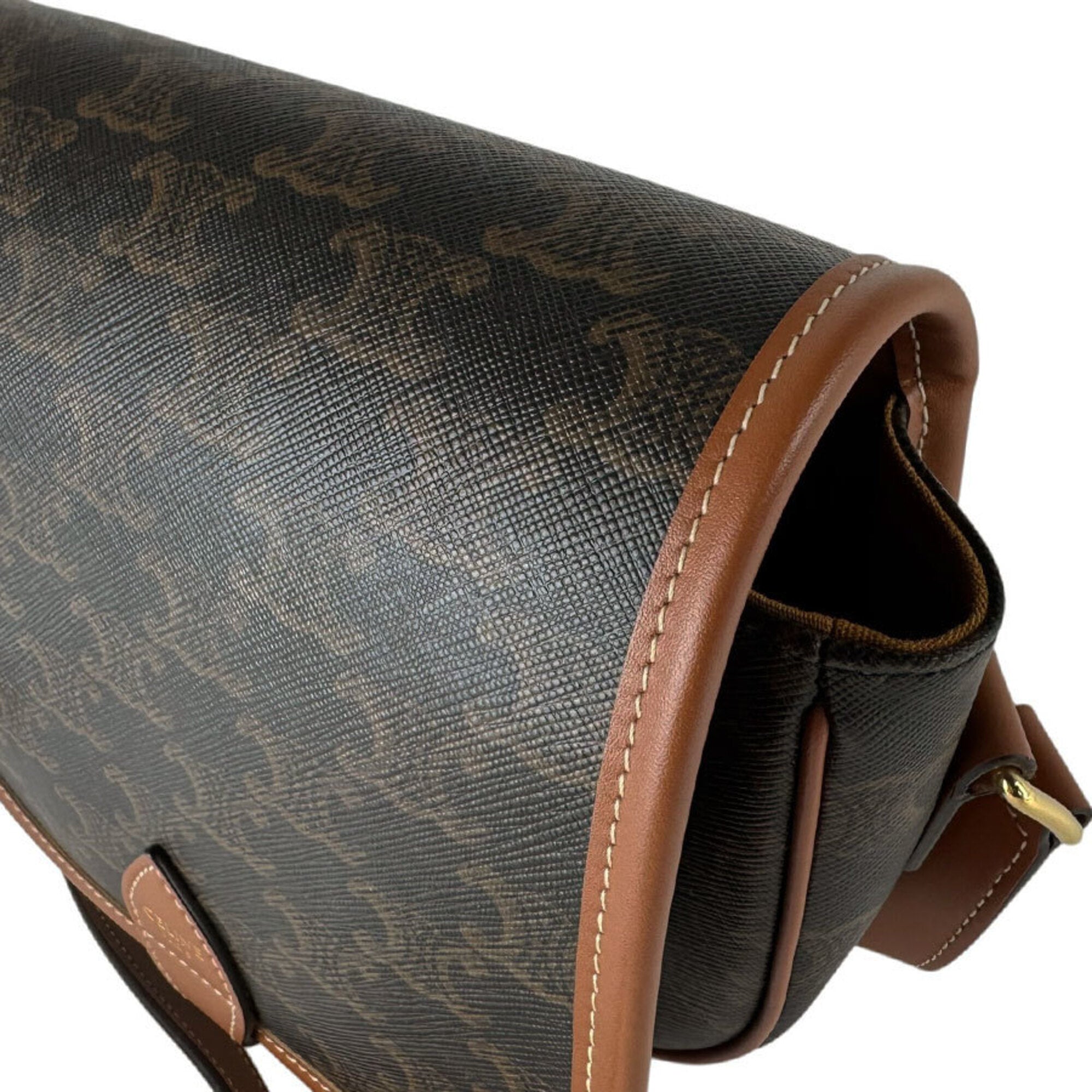 Celine Brown Coated Canvas Shoulder Bag (Pre-Owned)