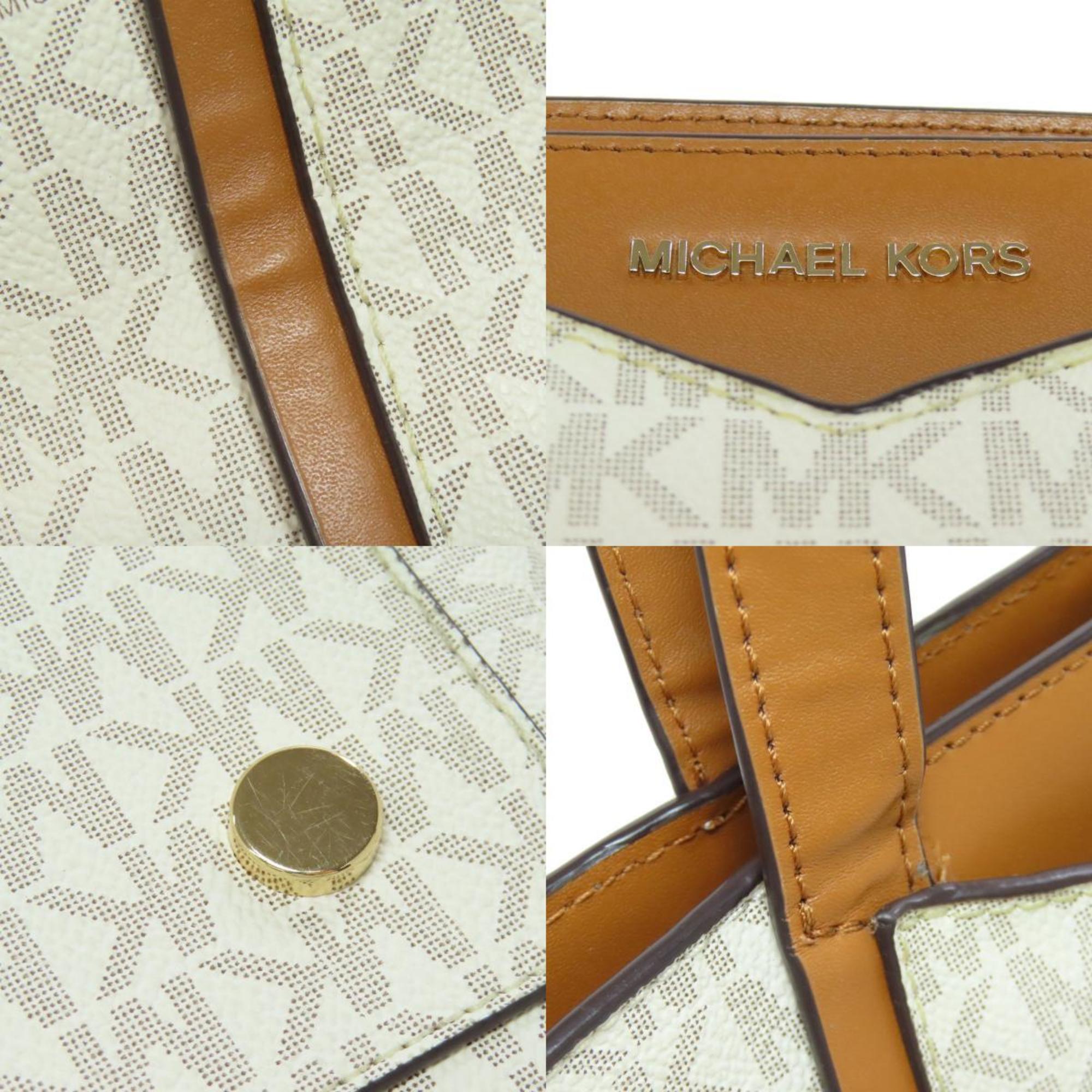 Michael Kors Brown White Pvc Tote Bag (Pre-Owned)