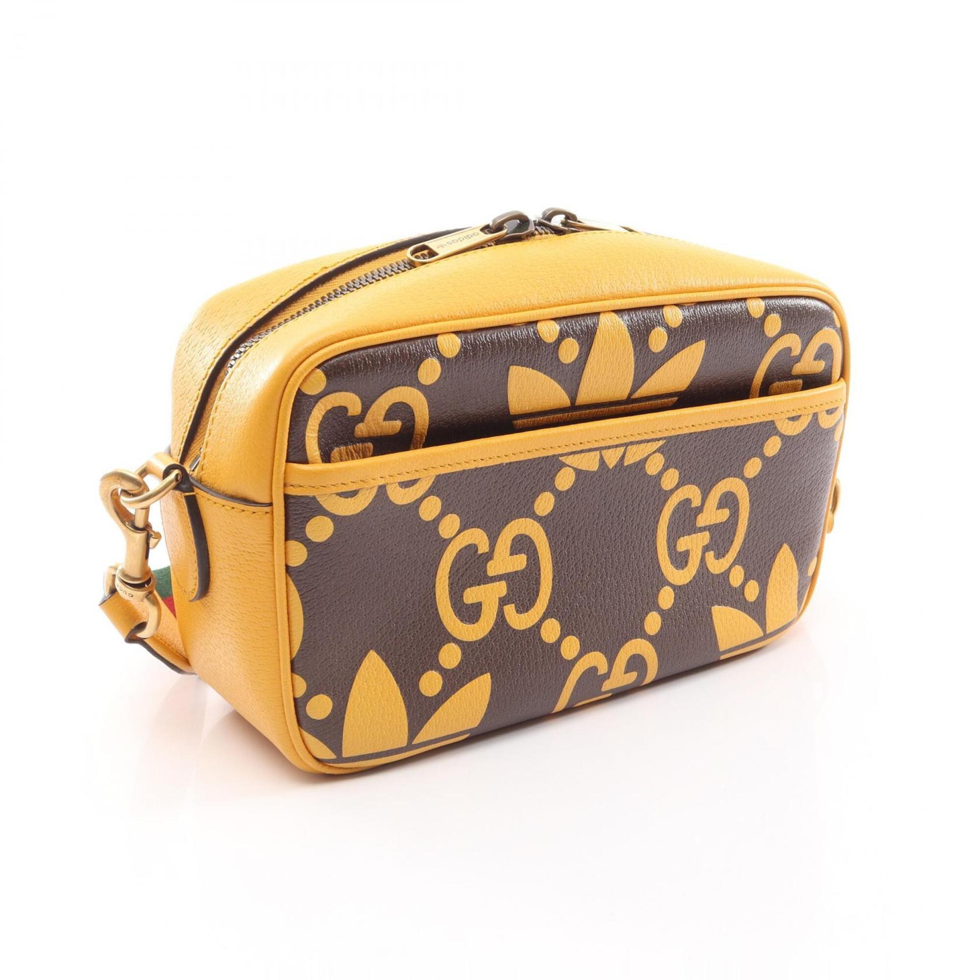 Gucci Brown Yellow Leather Handbag Shoulder Bag (Pre-Owned)
