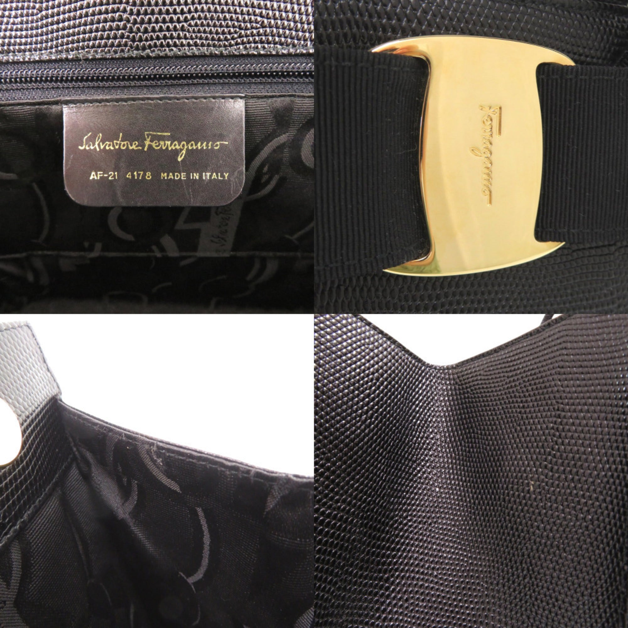 Salvatore Ferragamo Black Leather Handbag (Pre-Owned)