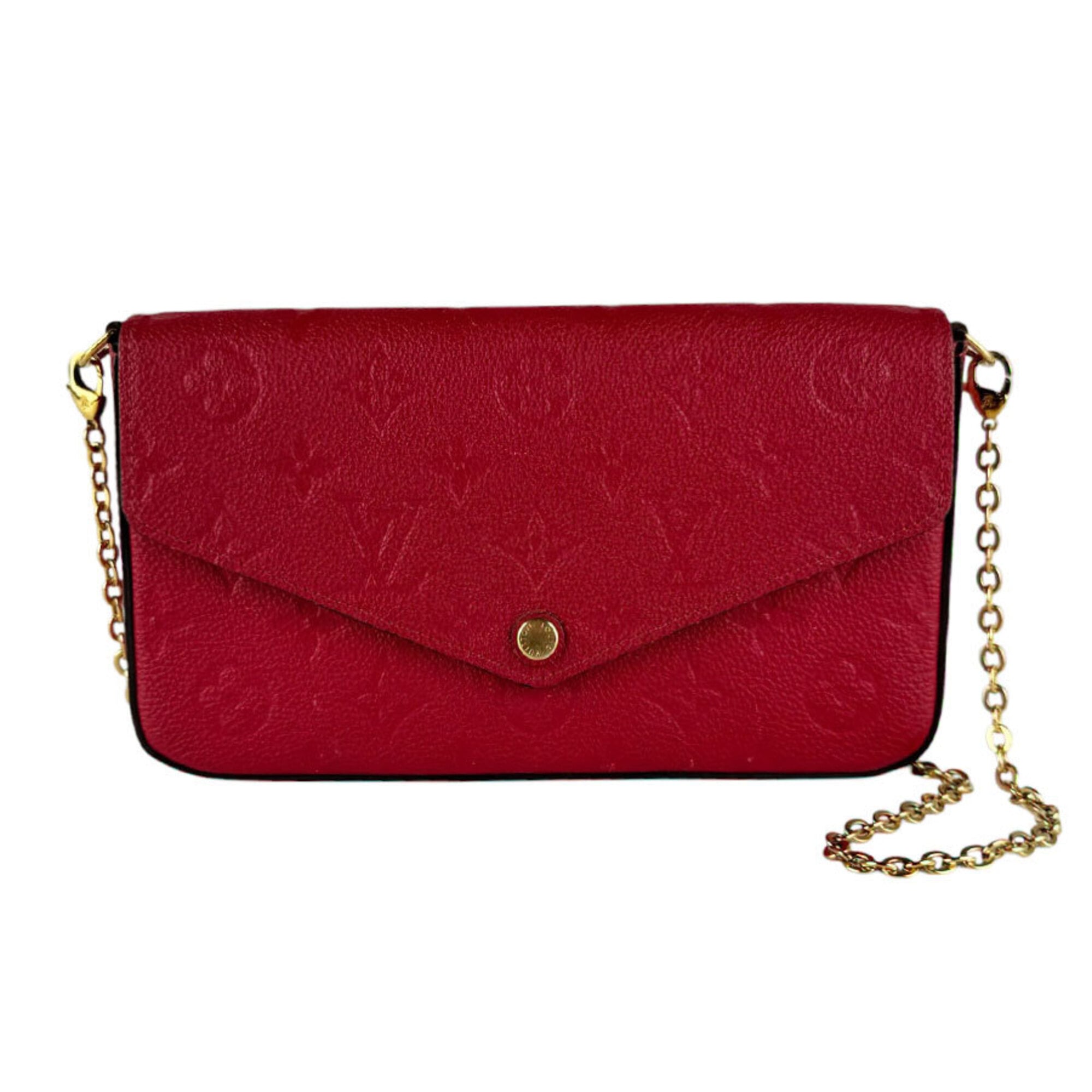 Louis Vuitton Red Color Monogram Empreinte Pochette Shoulder Bag (Pre-Owned)