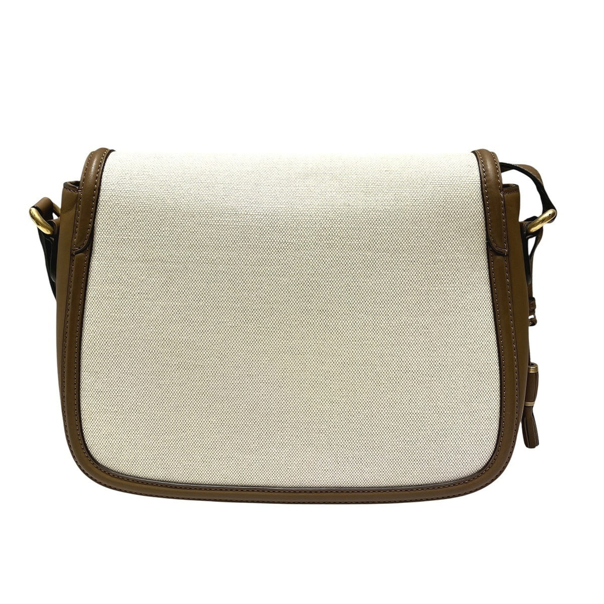 Gucci Camel Ivory Canvas Leather Shoulder Bag (Pre-Owned)