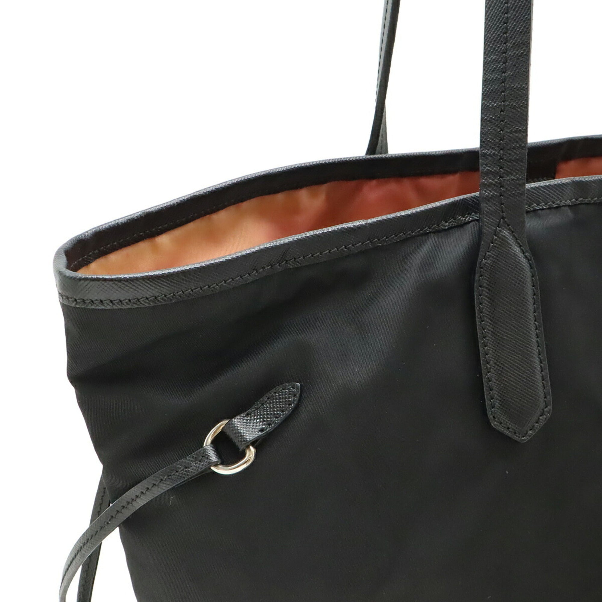 Prada Black Nero Nylon Leather Shoulder Bag Tote Bag (Pre-Owned)