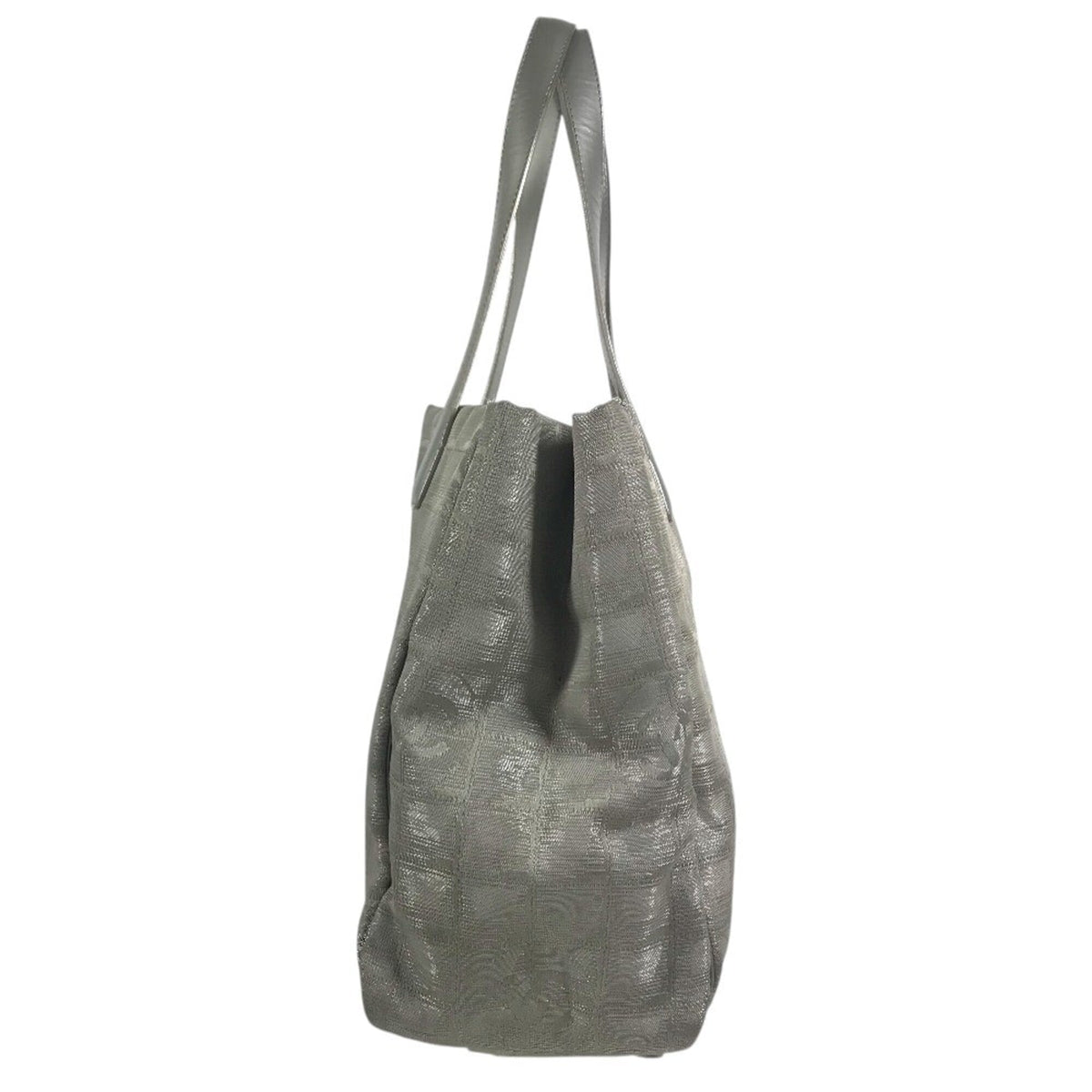 Chanel Silver Nylon Jacquard Shoulder Bag Tote Bag (Pre-Owned)