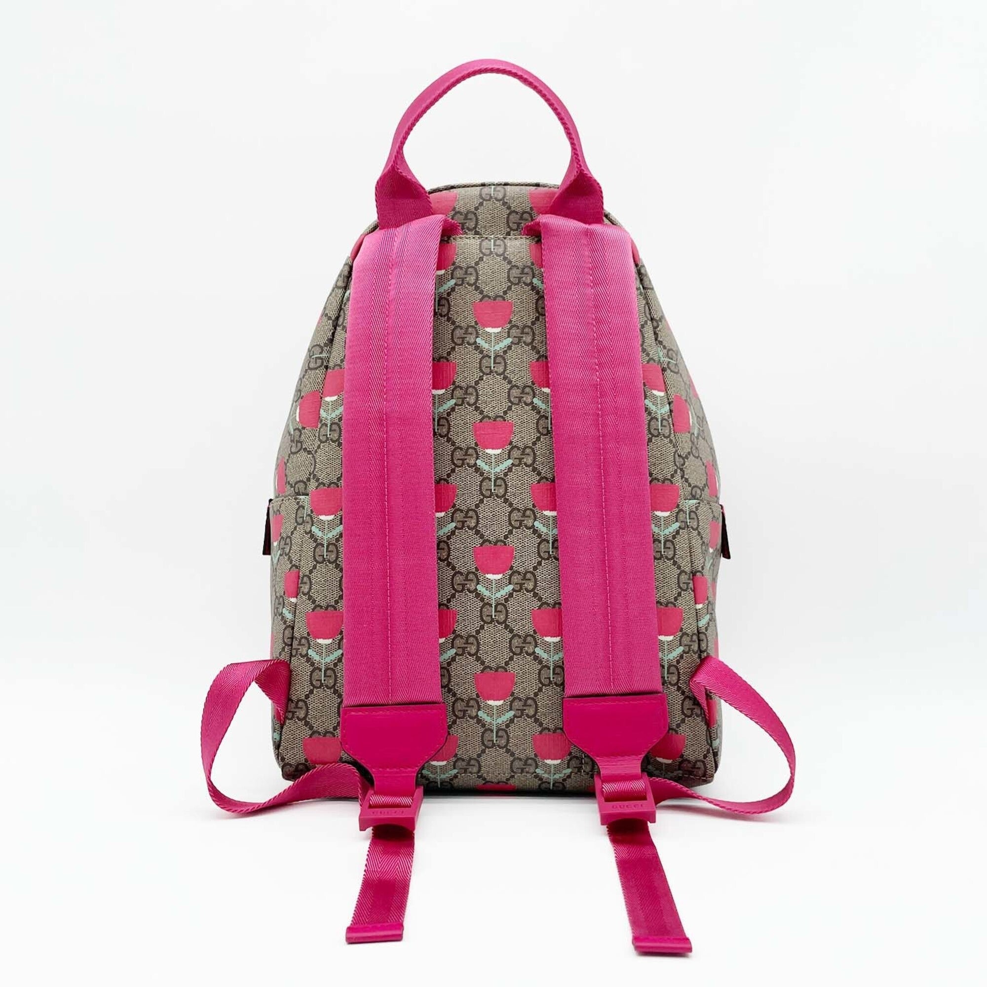 Gucci Brown Pink Gg Supreme Backpack (Pre-Owned)