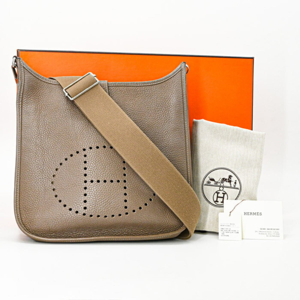 Hermes Etoupe Gray Taurillon Clemence Leather Shoulder Bag (Pre-Owned)