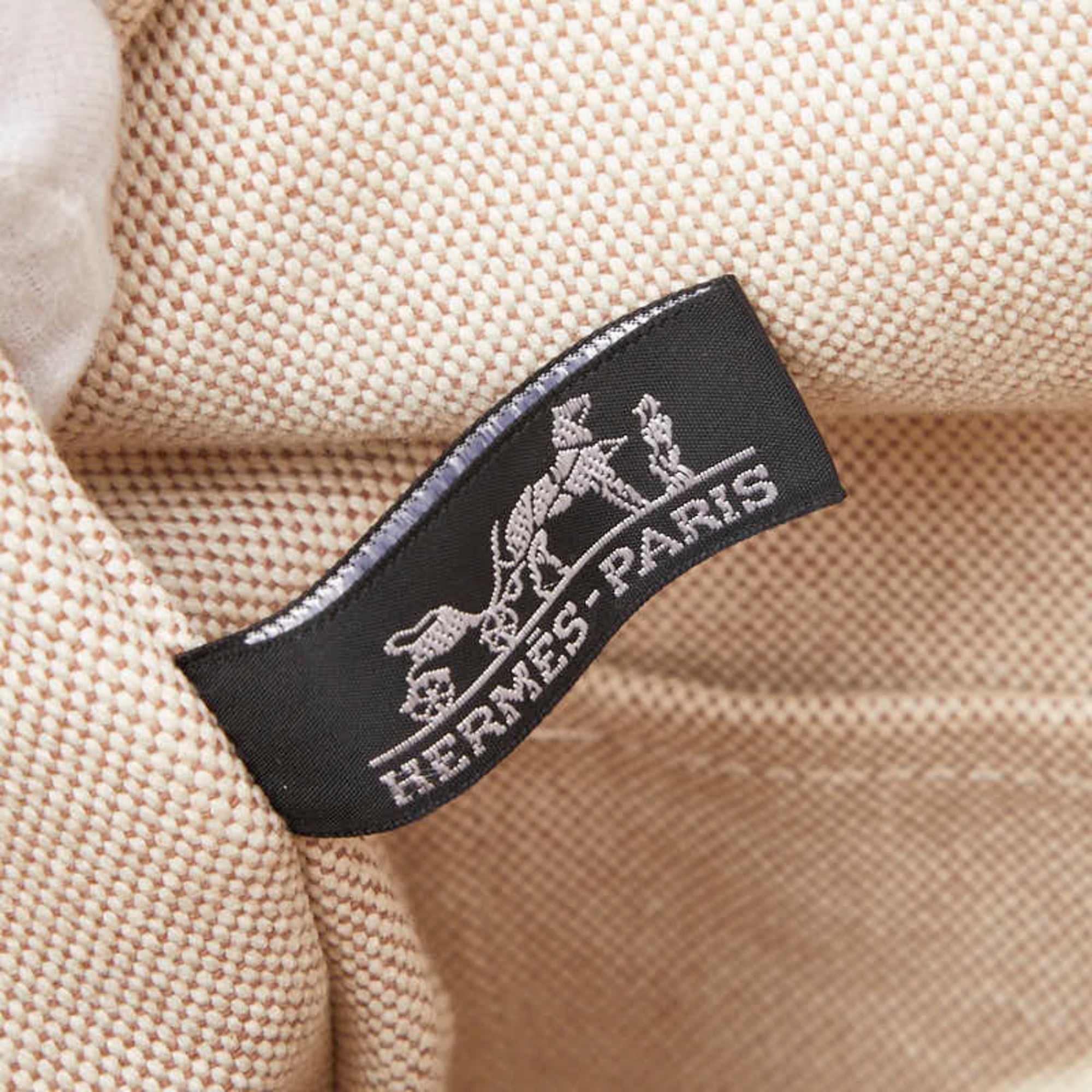 Hermes Beige Brown Canvas Handbag Tote Bag (Pre-Owned)