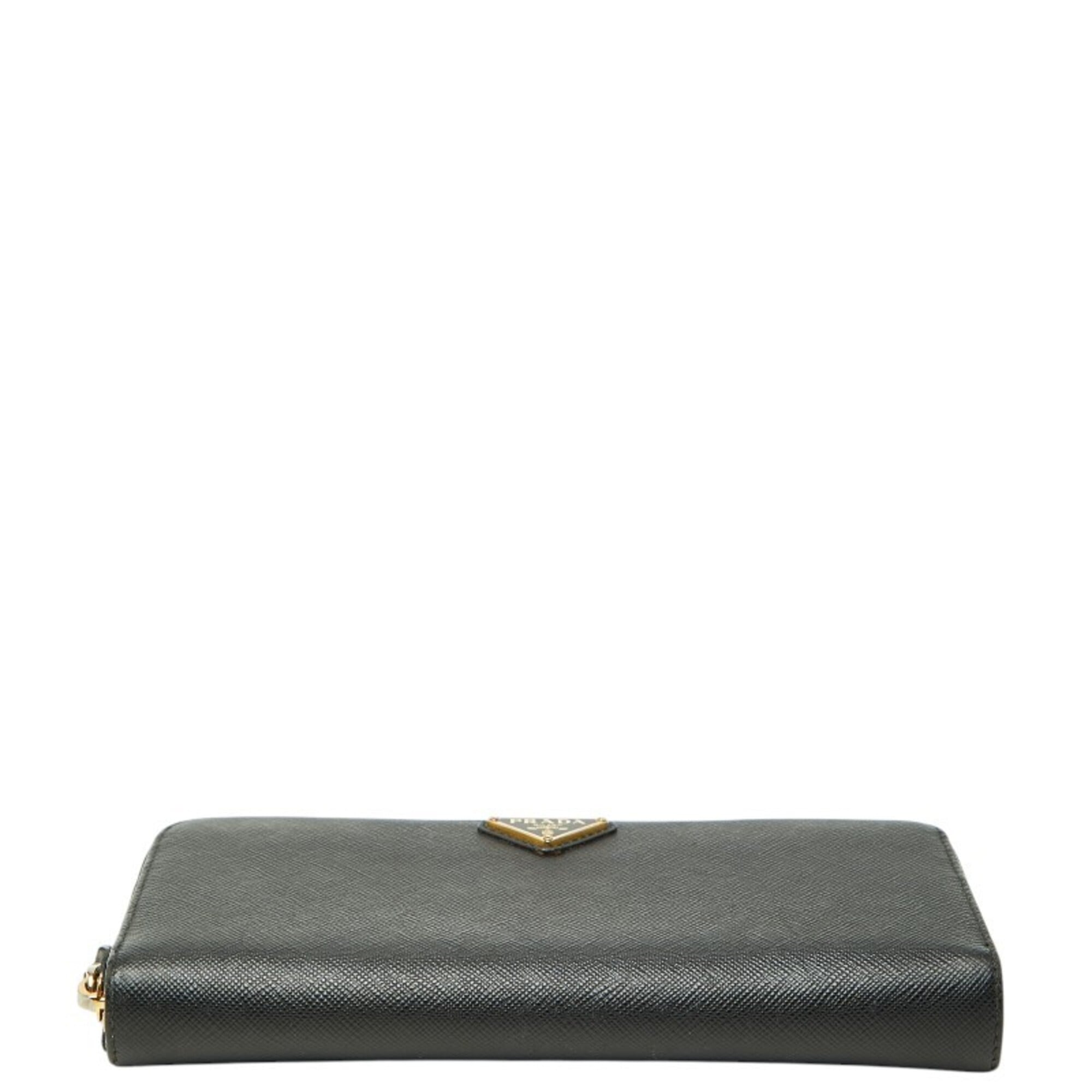 Prada Black Leather Long Wallet (Bi-Fold) (Pre-Owned)