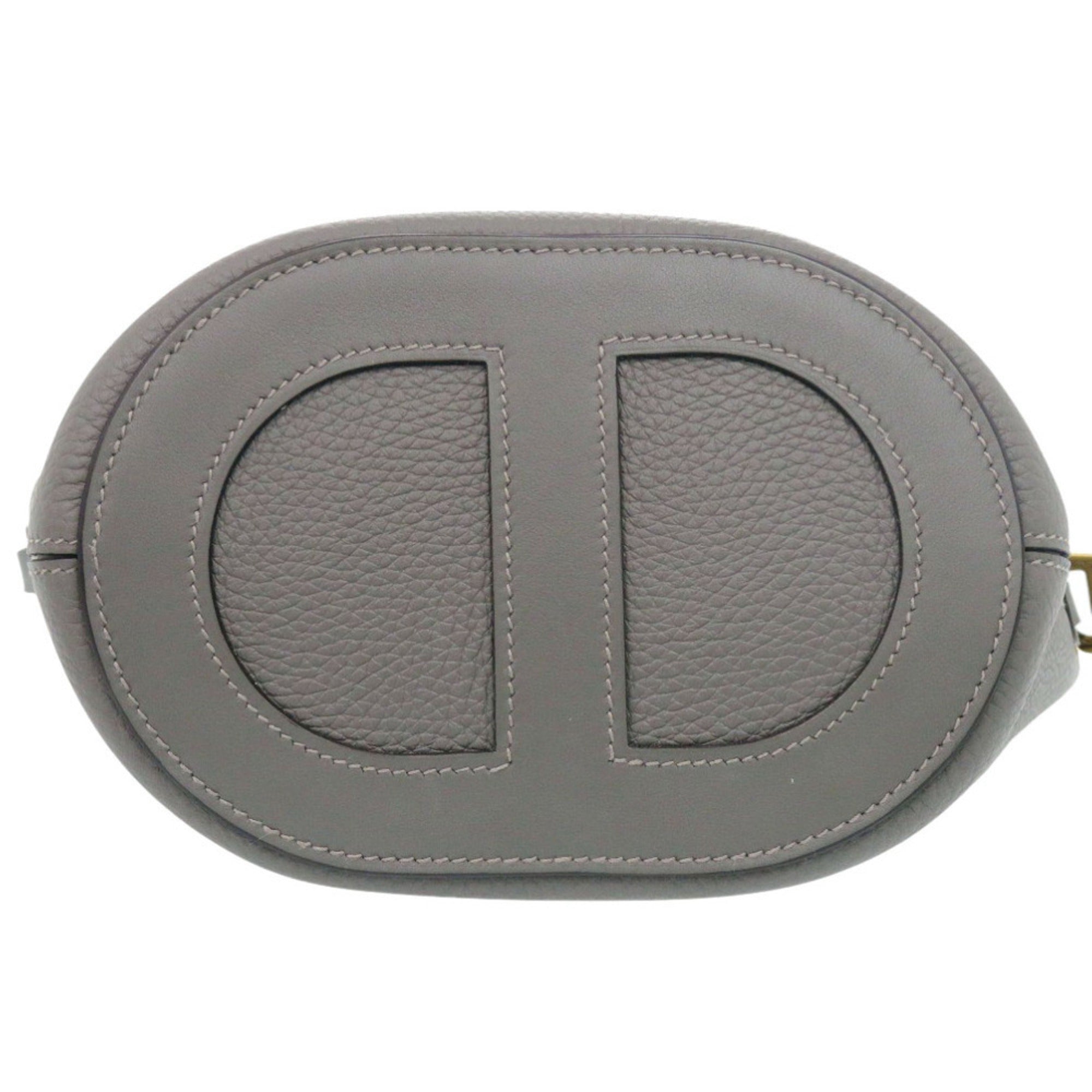 Hermes Gray Taurillon Clemence Leather Swift Leather Handbag (Pre-Owned)
