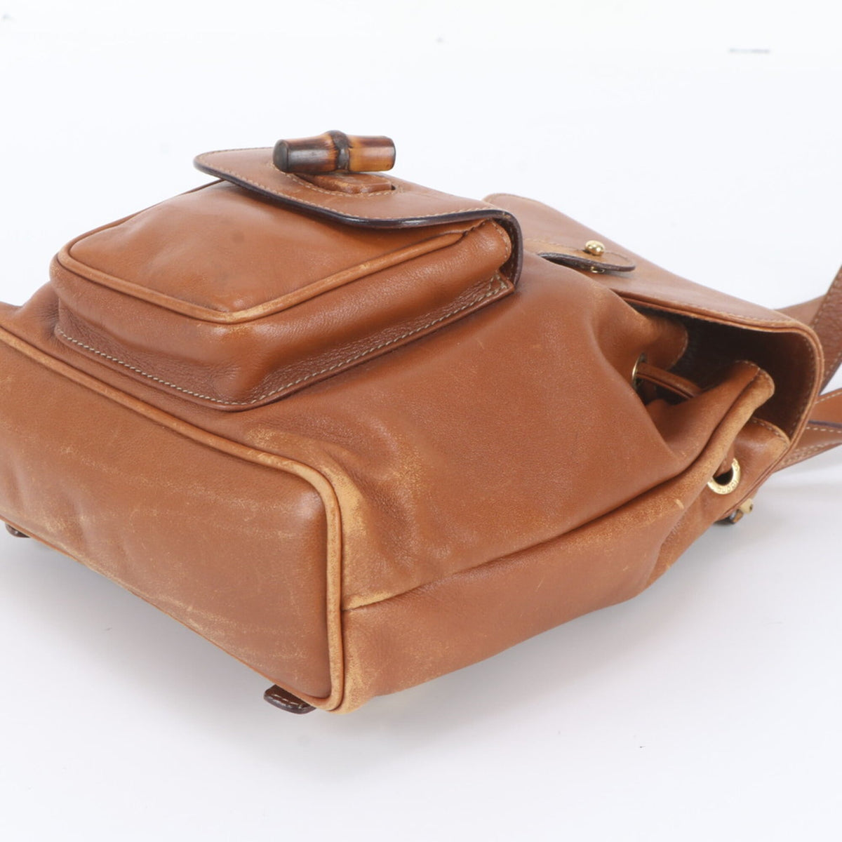 Gucci Camel Leather Backpack Shoulder Bag (Pre-Owned)