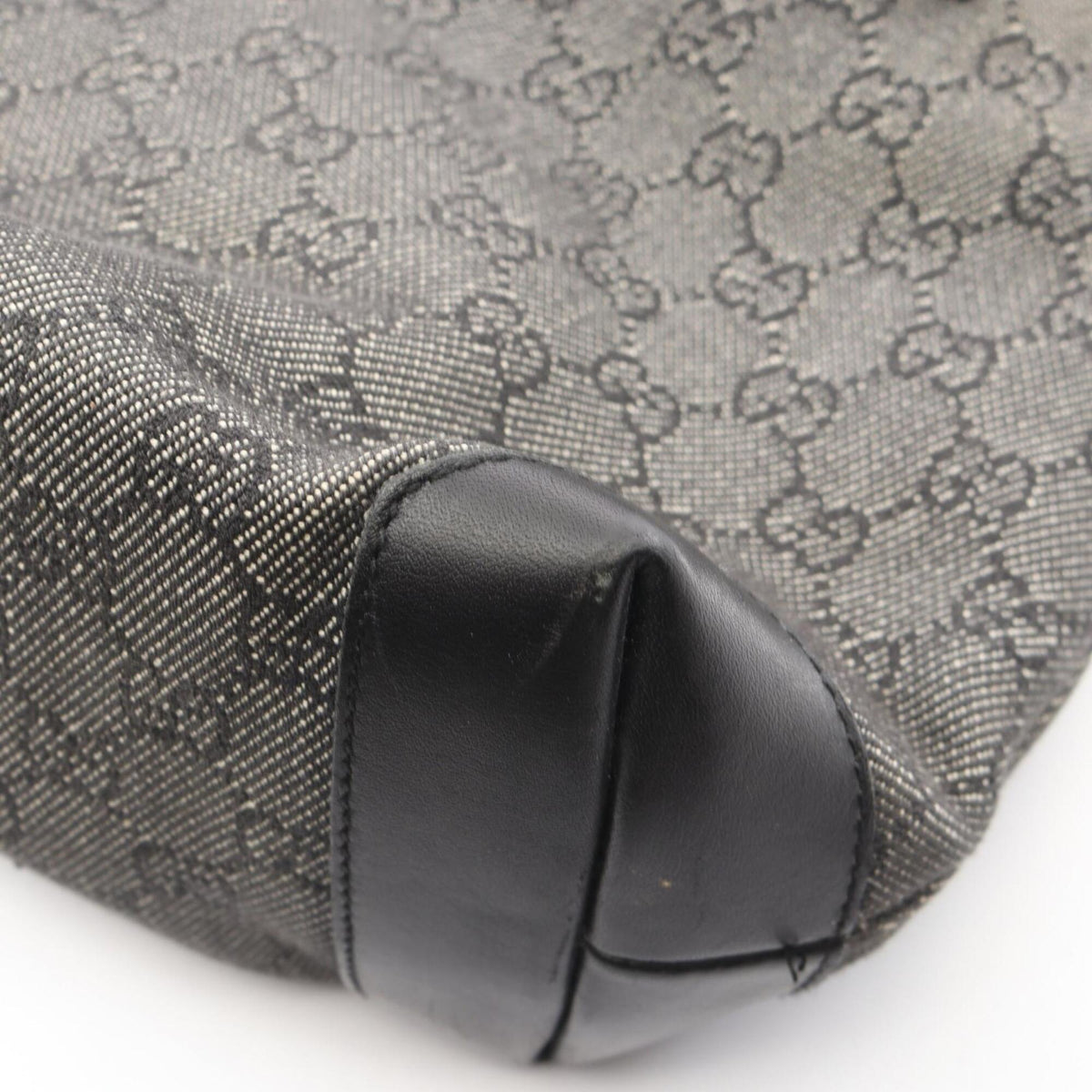 Gucci Black Gray Gg Canvas Leather Handbag Shoulder Bag (Pre-Owned)