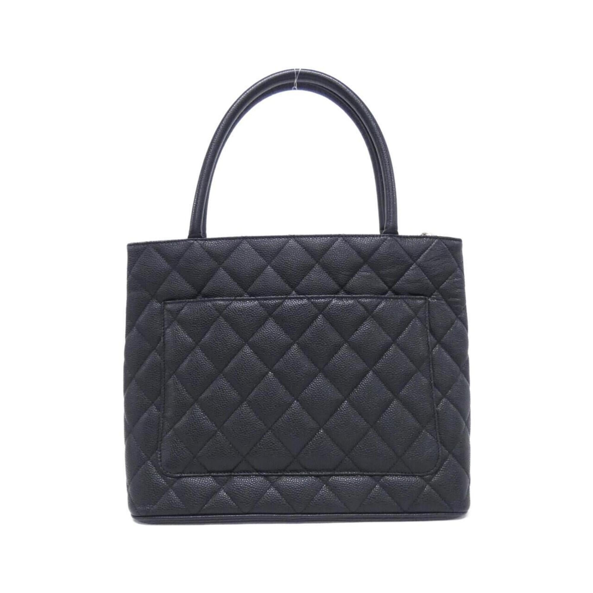 Chanel Black Grained Calfskin Handbag (Pre-Owned)